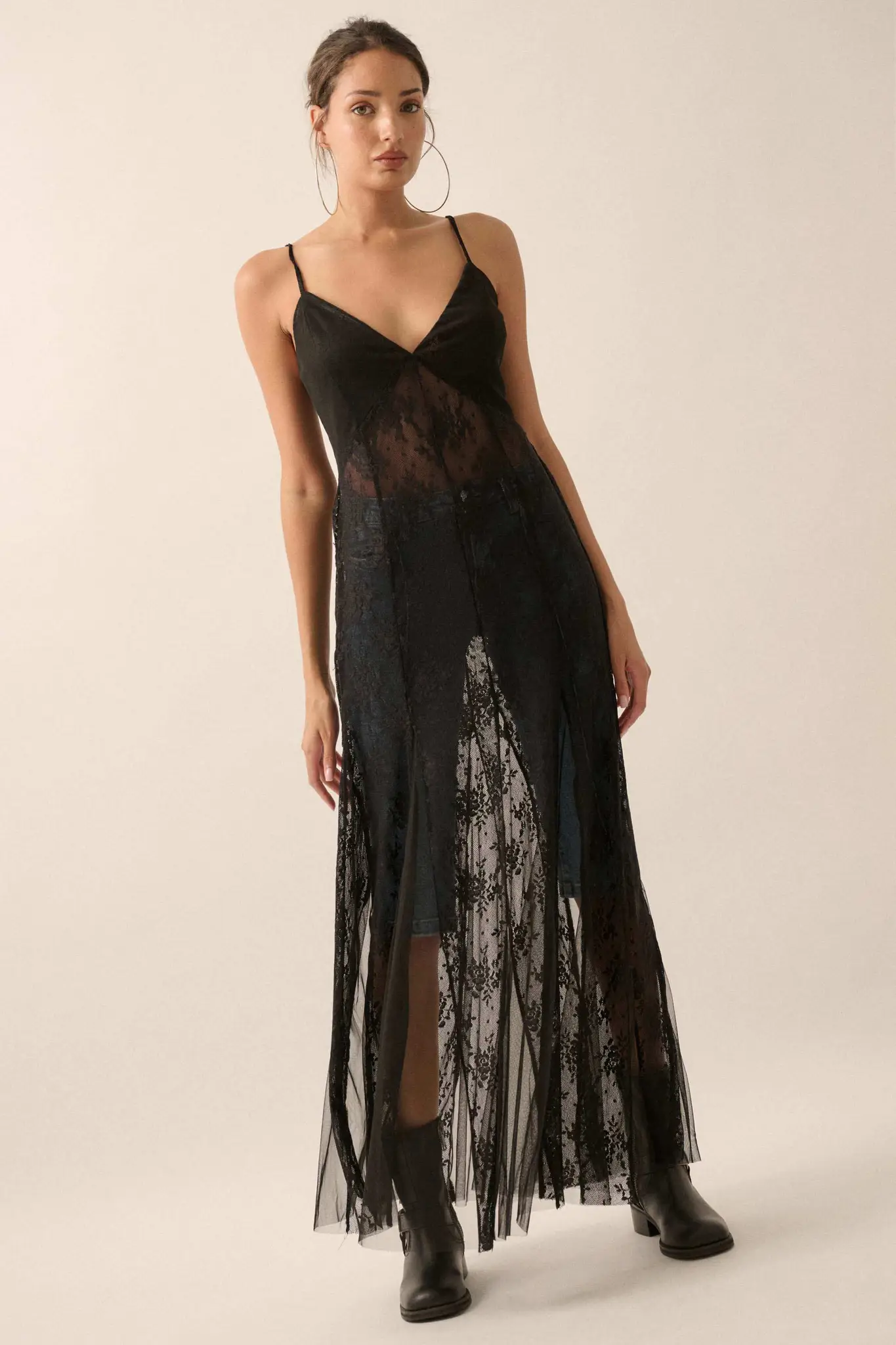 Whisper to Me Sheer Floral Lace Pleated Maxi Dress - Image 12