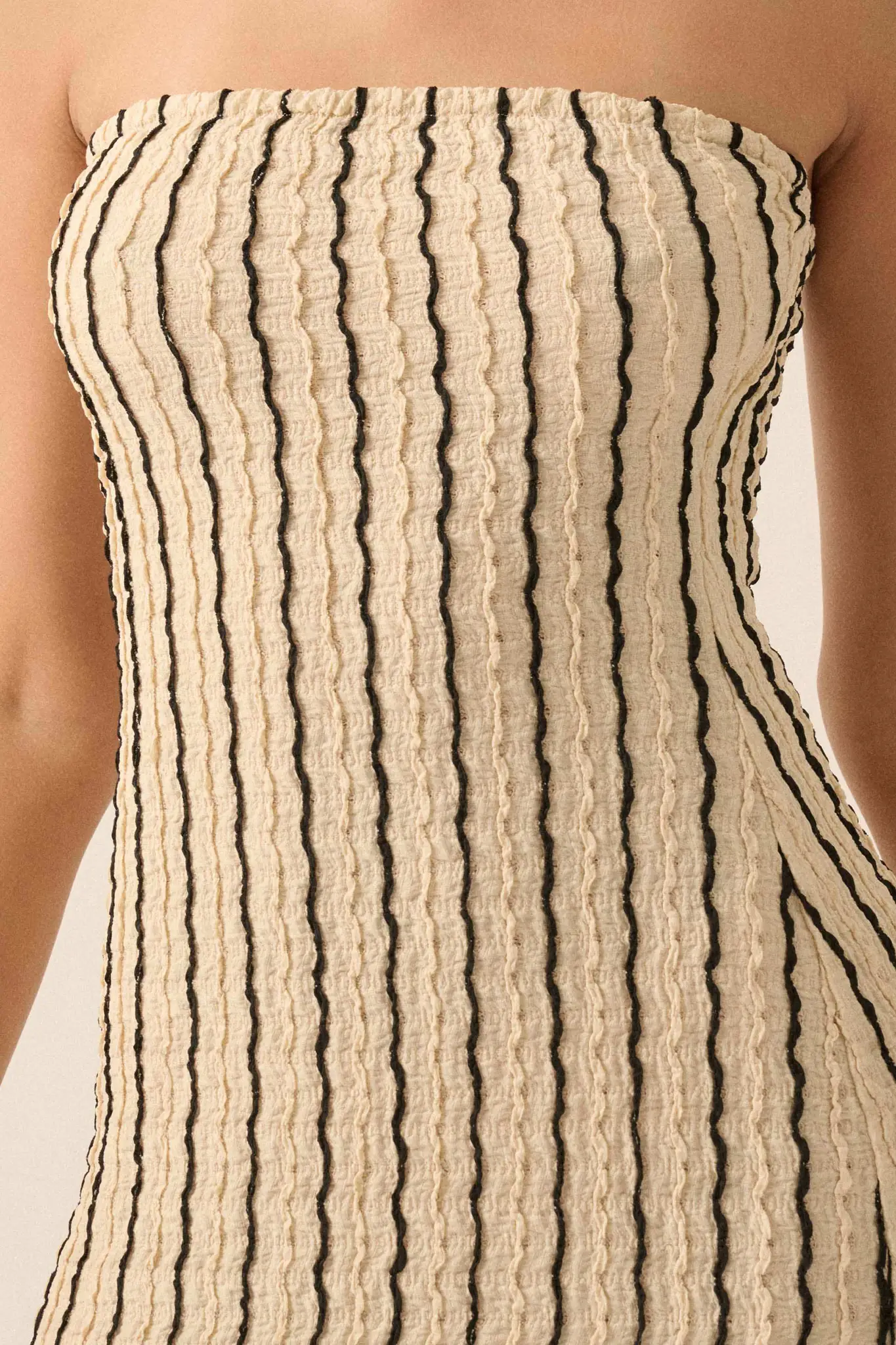 Whispering Waves Striped Knit Strapless Maxi Dress - Image 4