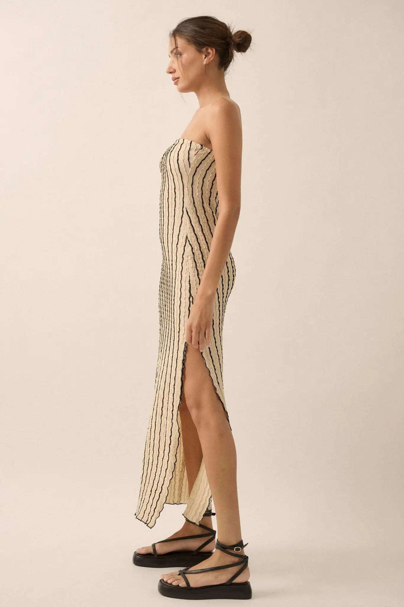 Whispering Waves Striped Knit Strapless Maxi Dress - Image 8
