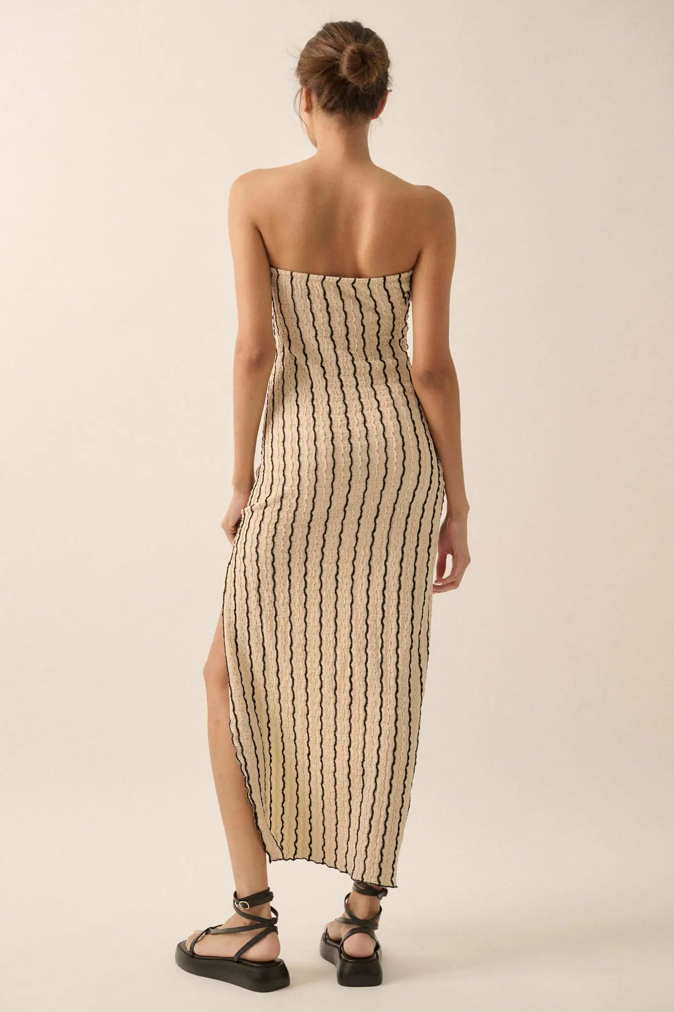 Whispering Waves Striped Knit Strapless Maxi Dress - Image 9