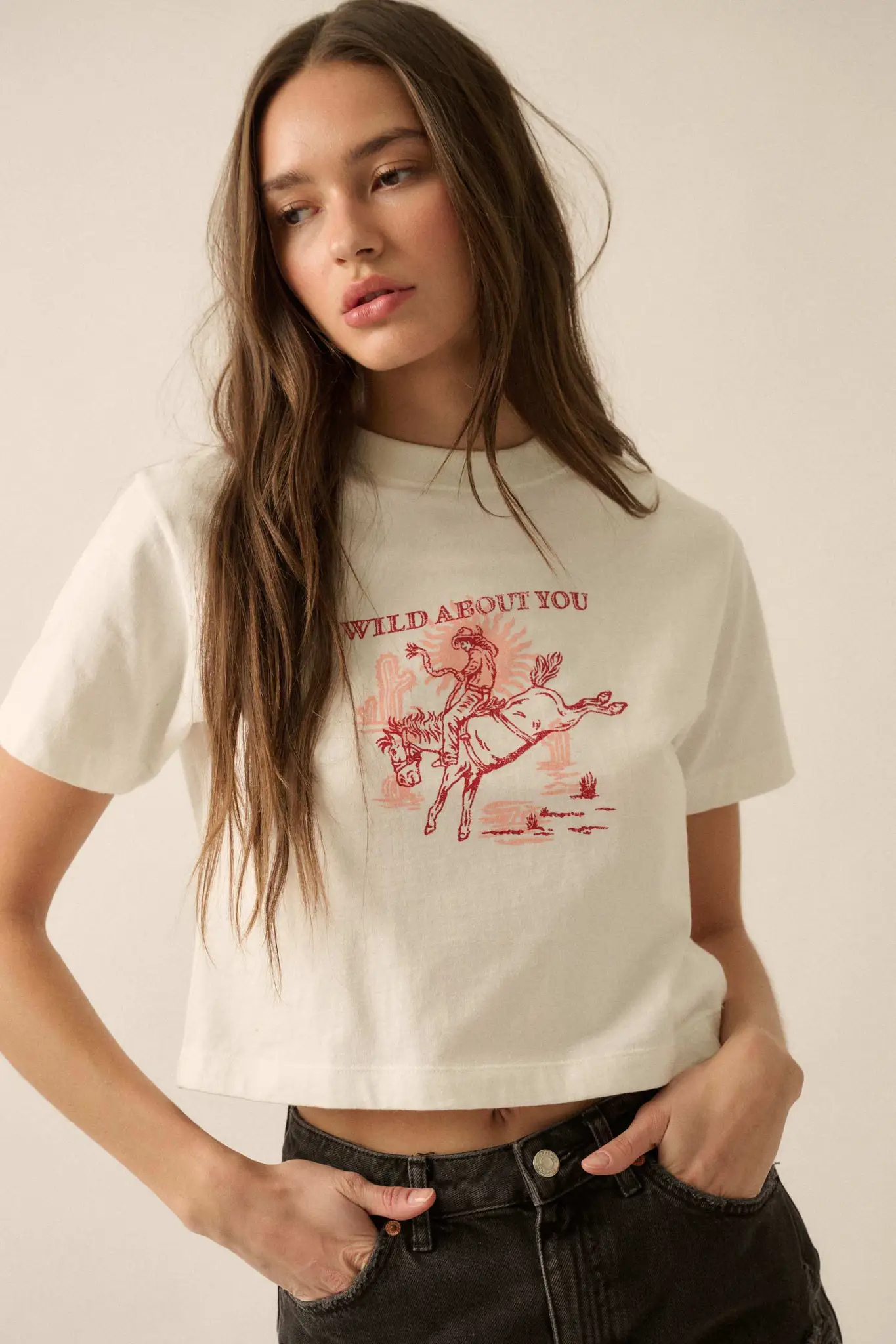 Wild About You Cropped Cowboy Graphic Baby Tee - Image 3