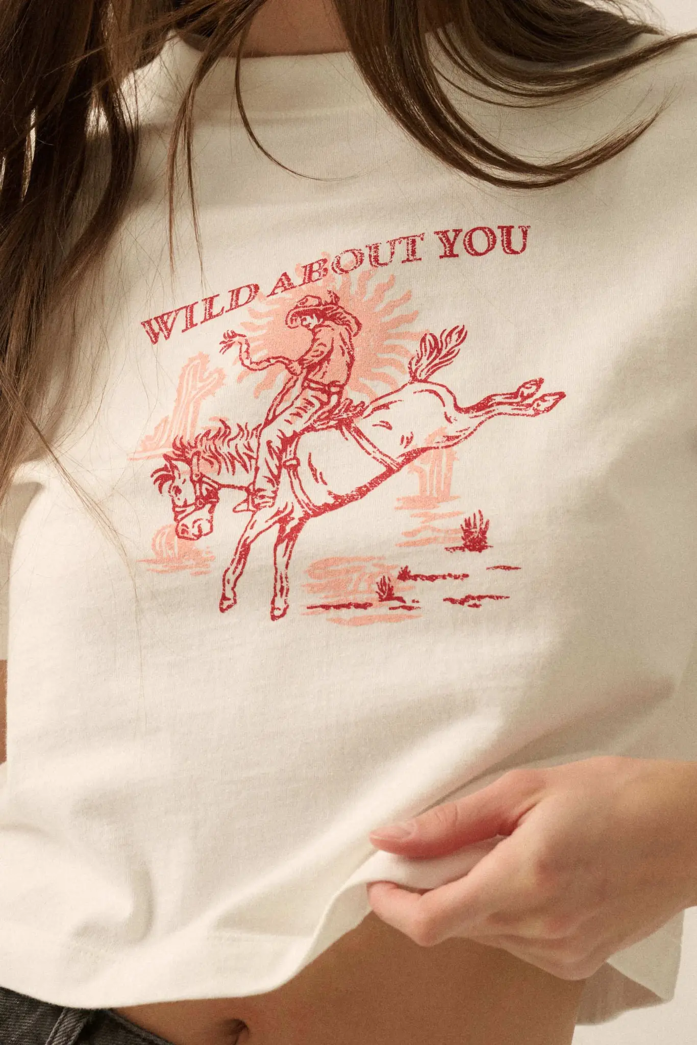 Wild About You Cropped Cowboy Graphic Baby Tee - Image 4