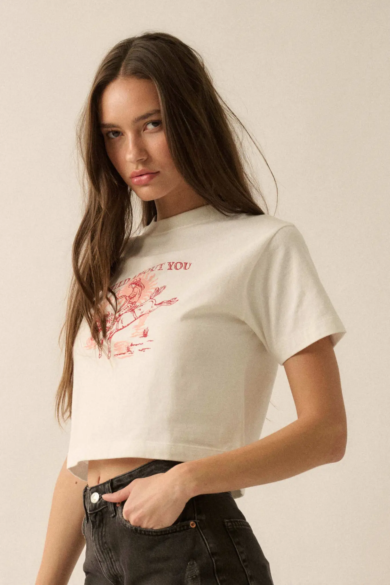 Wild About You Cropped Cowboy Graphic Baby Tee - Image 7