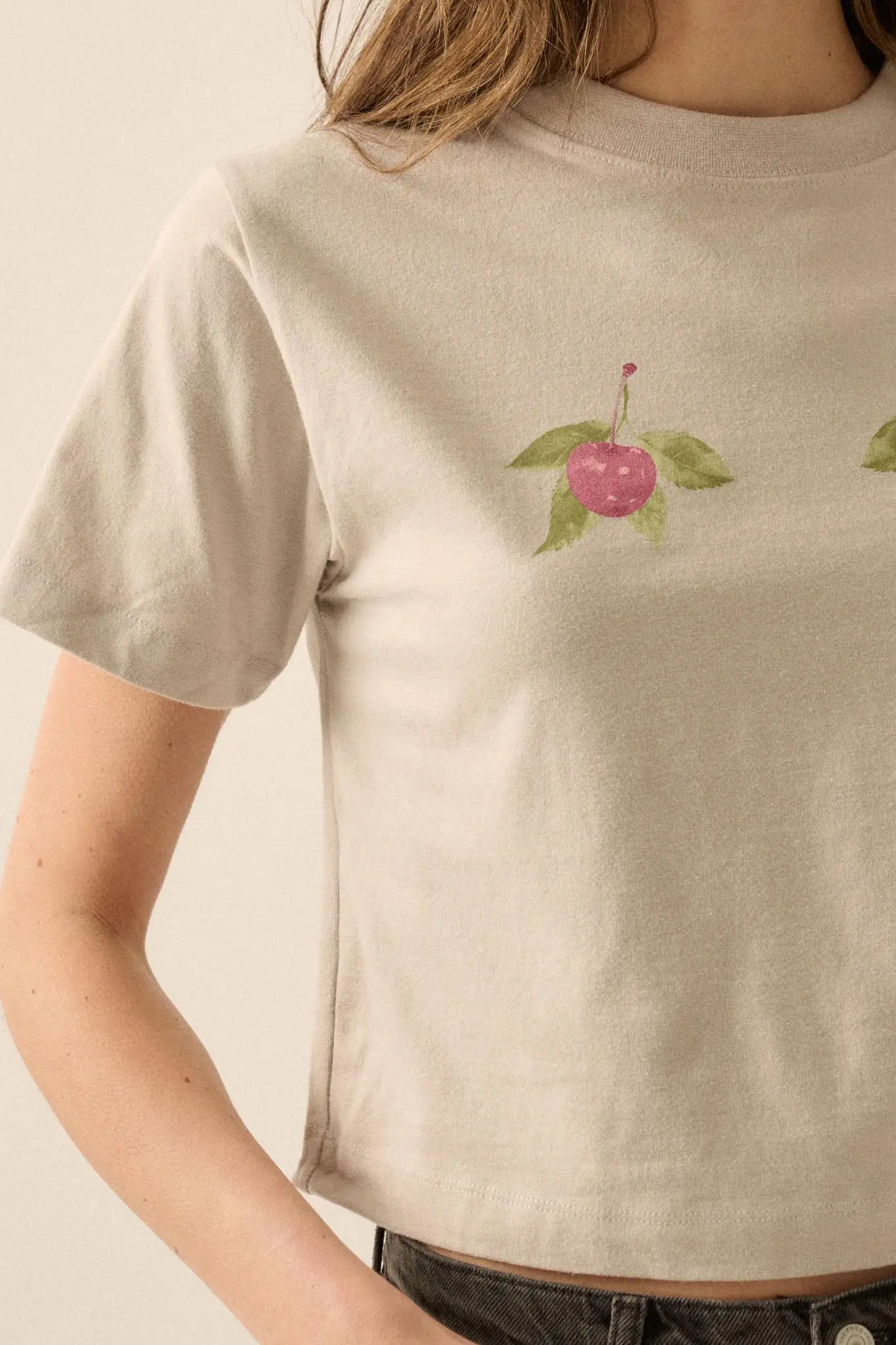 Wild Cherries Garment-Dyed Cropped Graphic Tee - Image 2