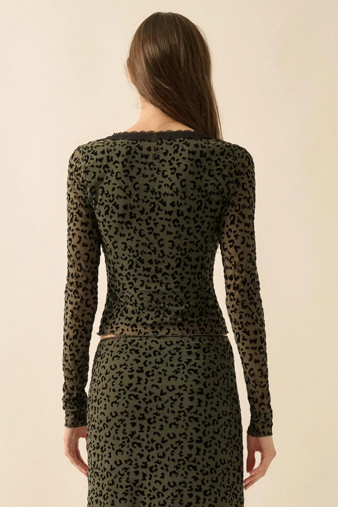 Wild Child Leopard Mesh Button-Front V-Neck Top - Image 11