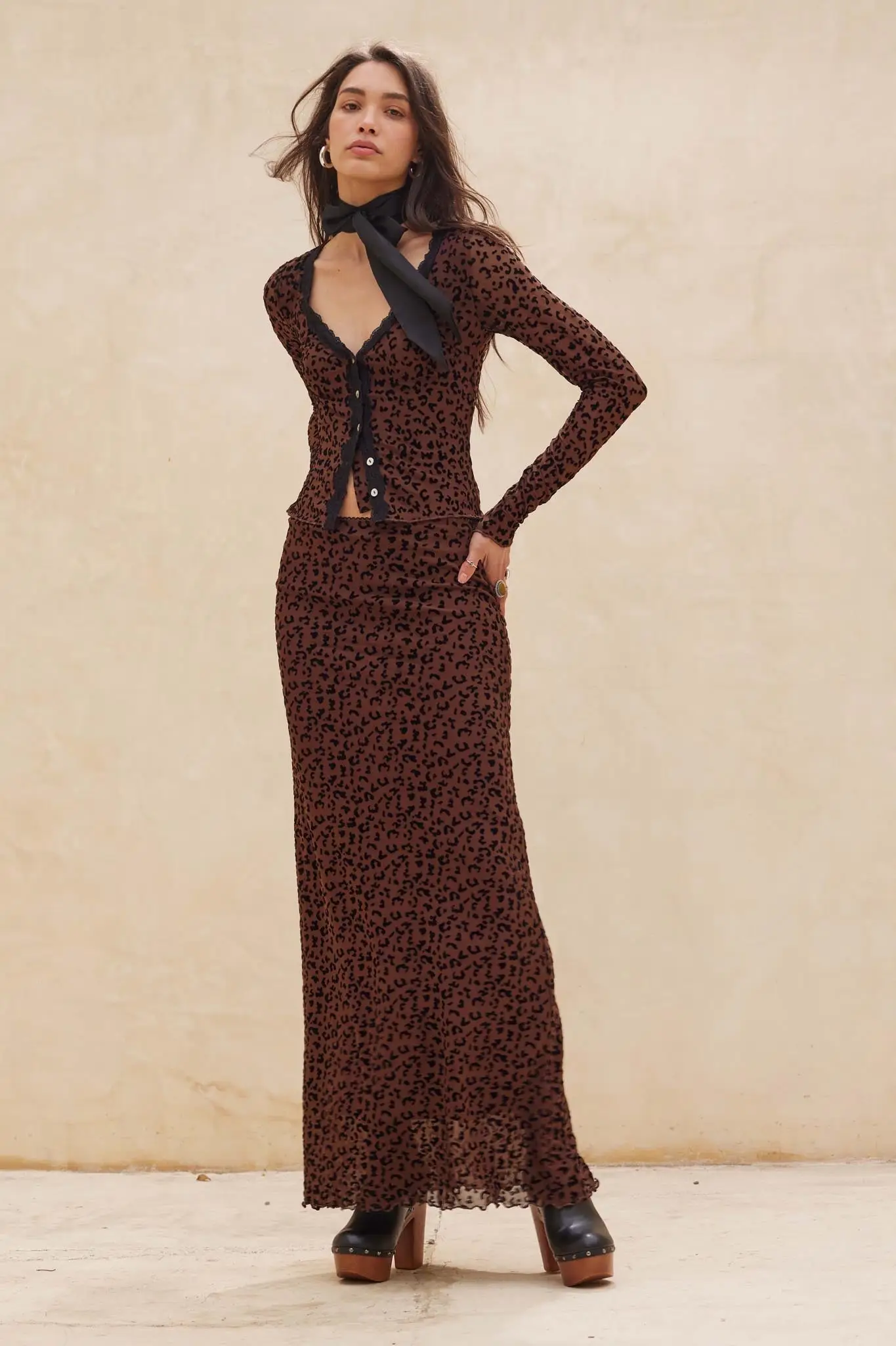 Wild Child Leopard Mesh Button-Front V-Neck Top - Image 15
