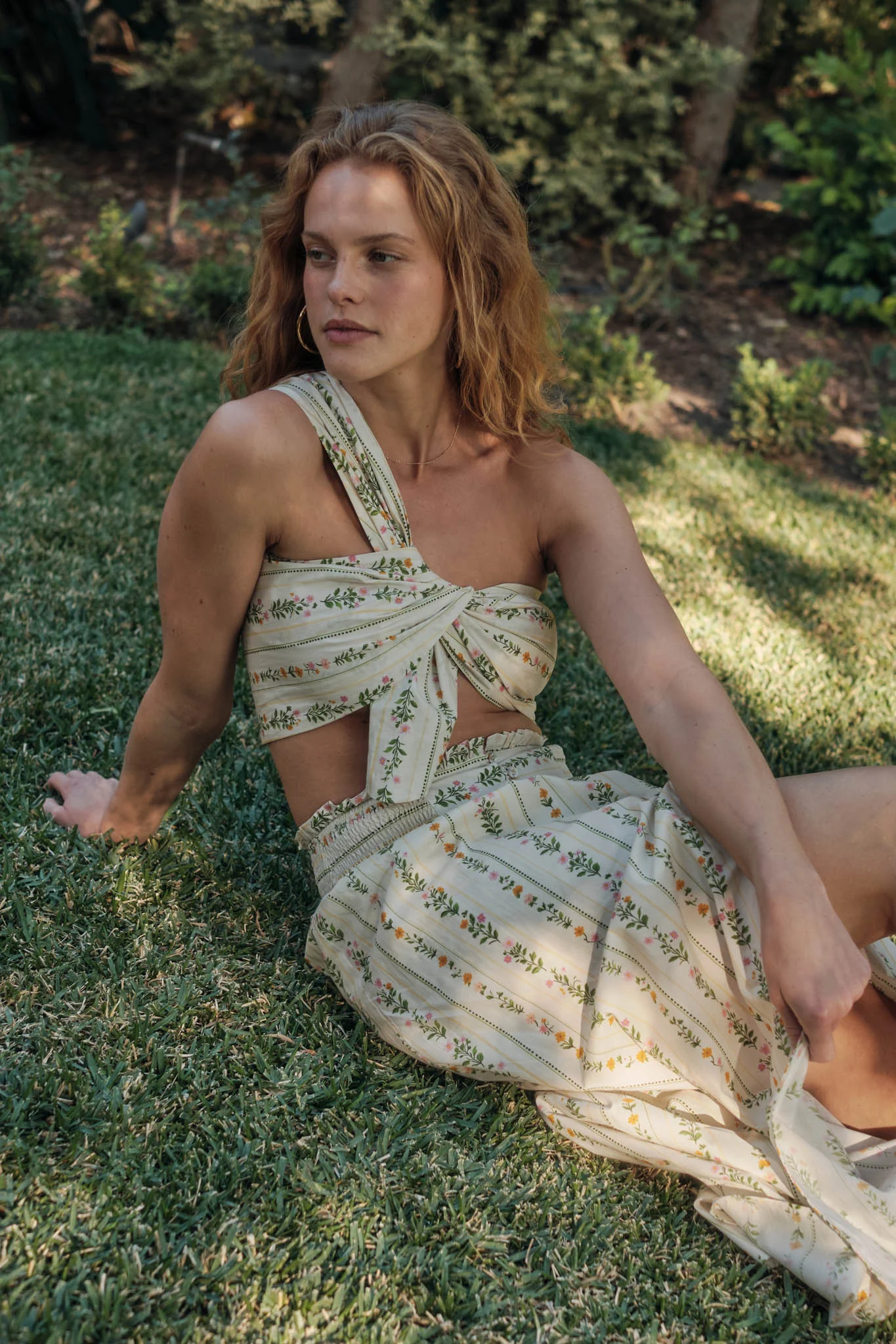 Wild Fields Floral-Stripe One-Shoulder Bandeau Top - Image 10