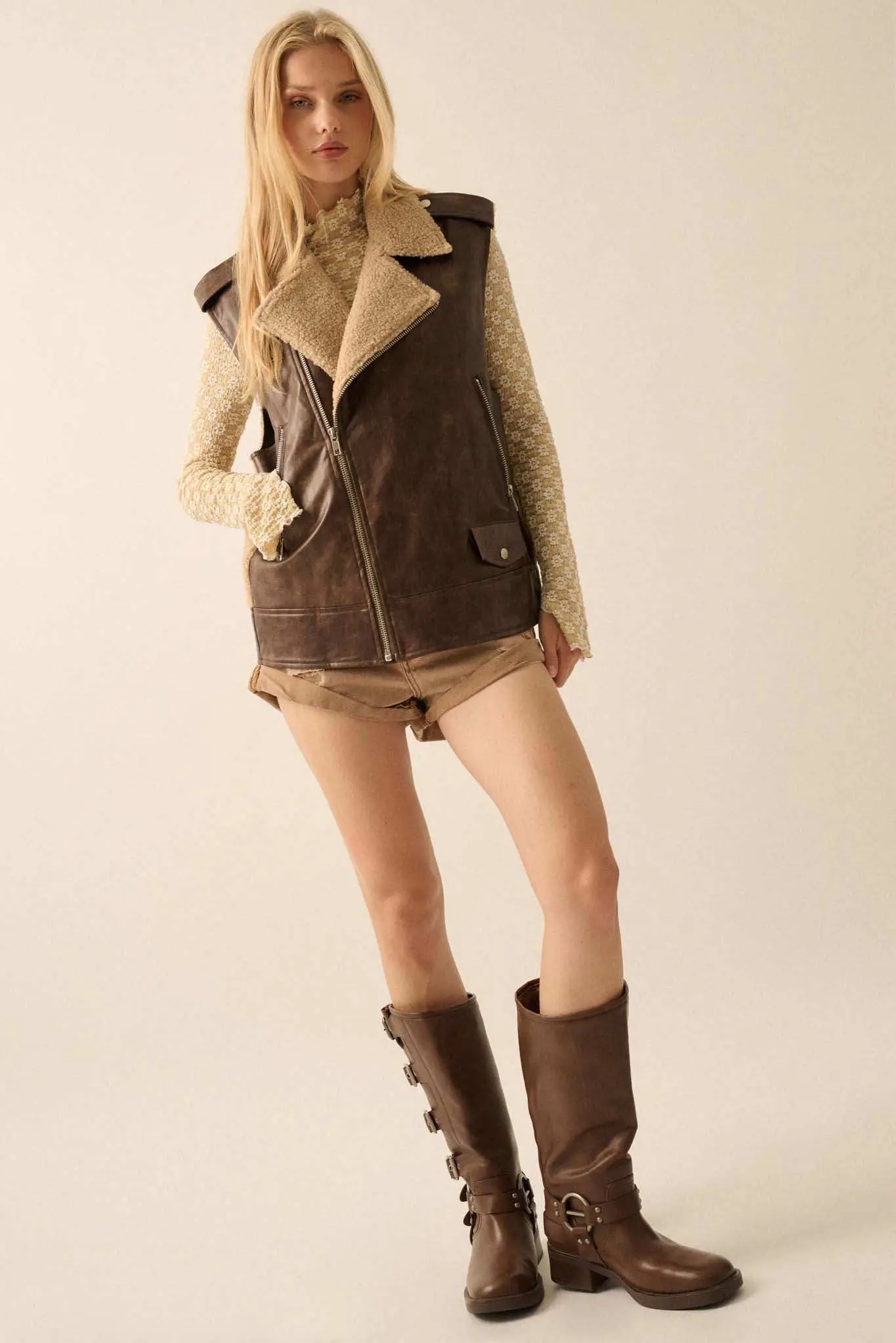 Wild One Vegan Leather and Fleece Motorcycle Vest - Image 11