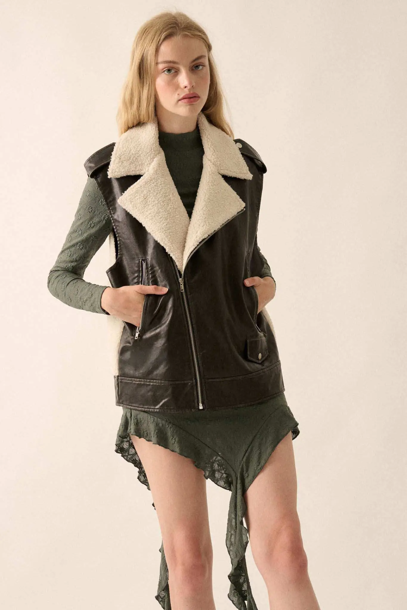 Wild One Vegan Leather and Fleece Motorcycle Vest - Image 3