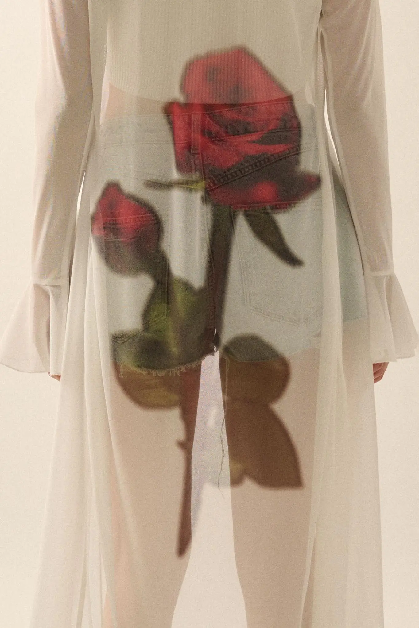 Wild Rose Mesh Back-Print Duster Kimono Cardigan - Image 2