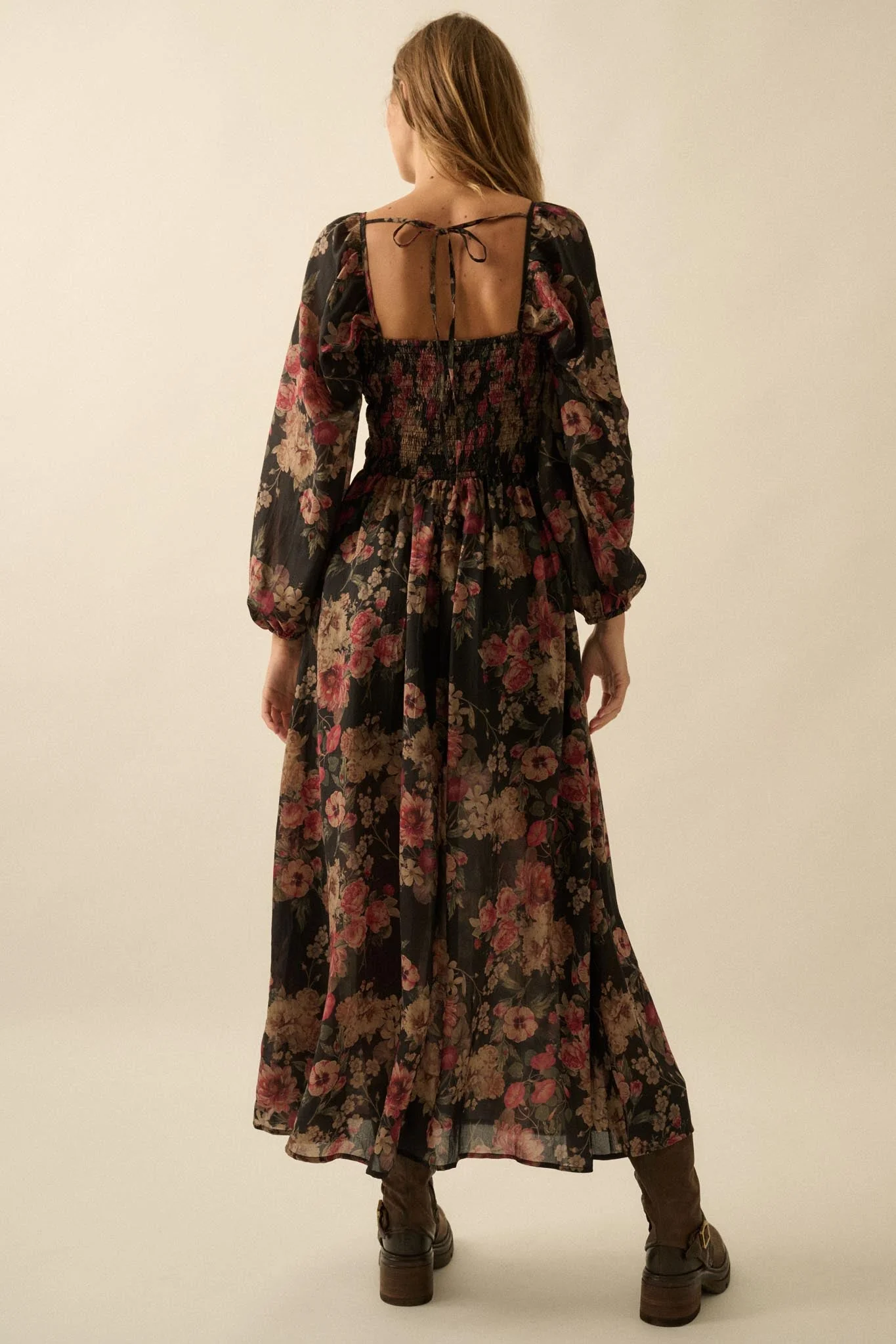 Wildflower Glen Floral Velvet-Trim Maxi Dress - Image 15