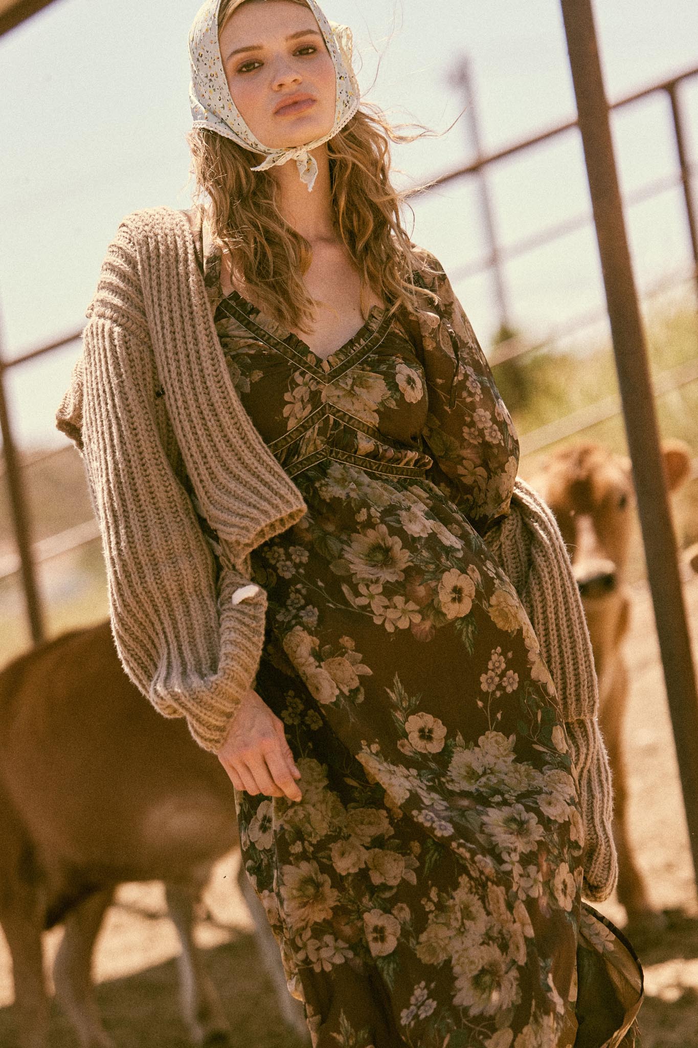 Wildflower Glen Floral Velvet-Trim Maxi Dress - Image 2