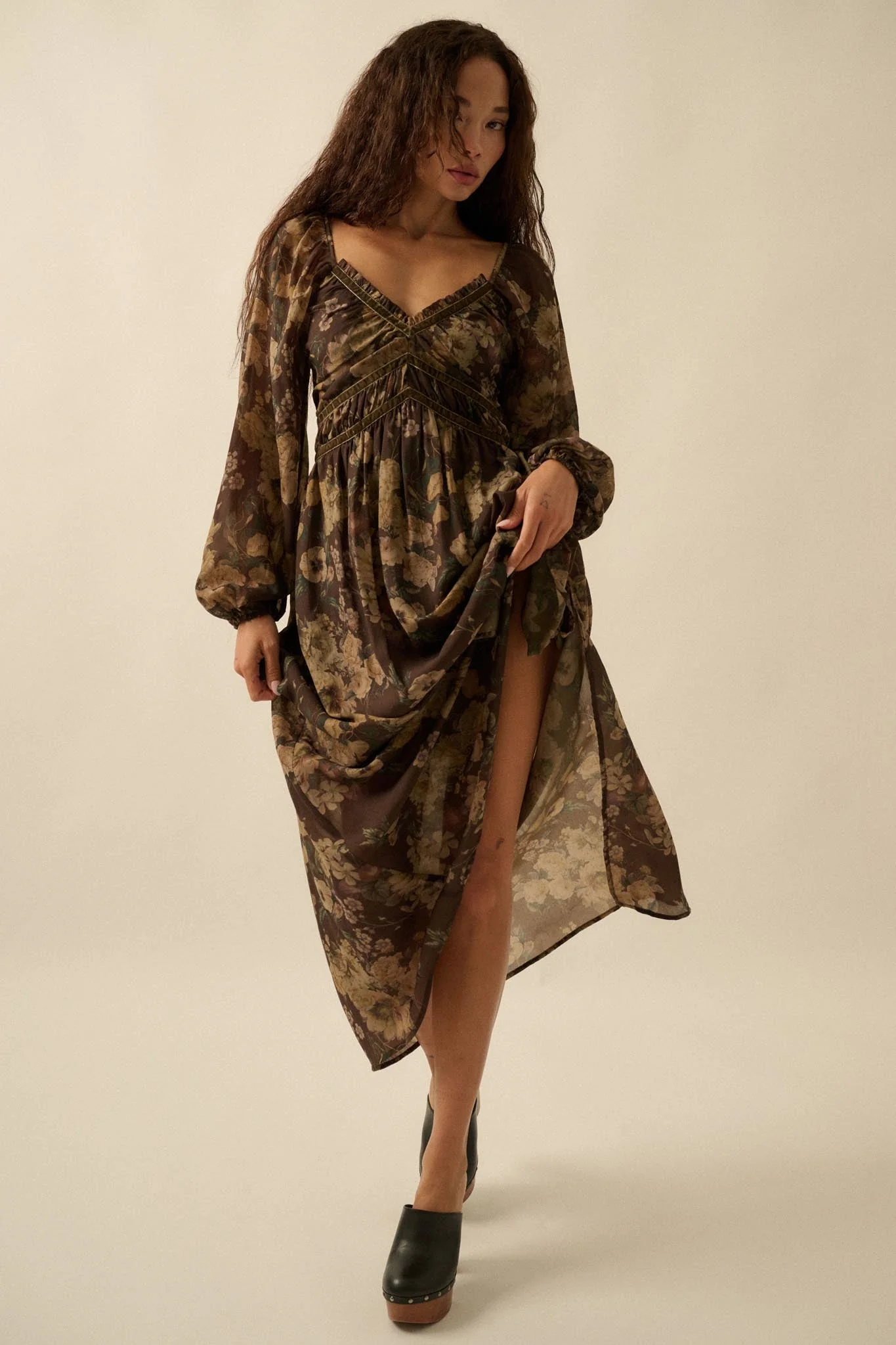 Wildflower Glen Floral Velvet-Trim Maxi Dress - Image 6