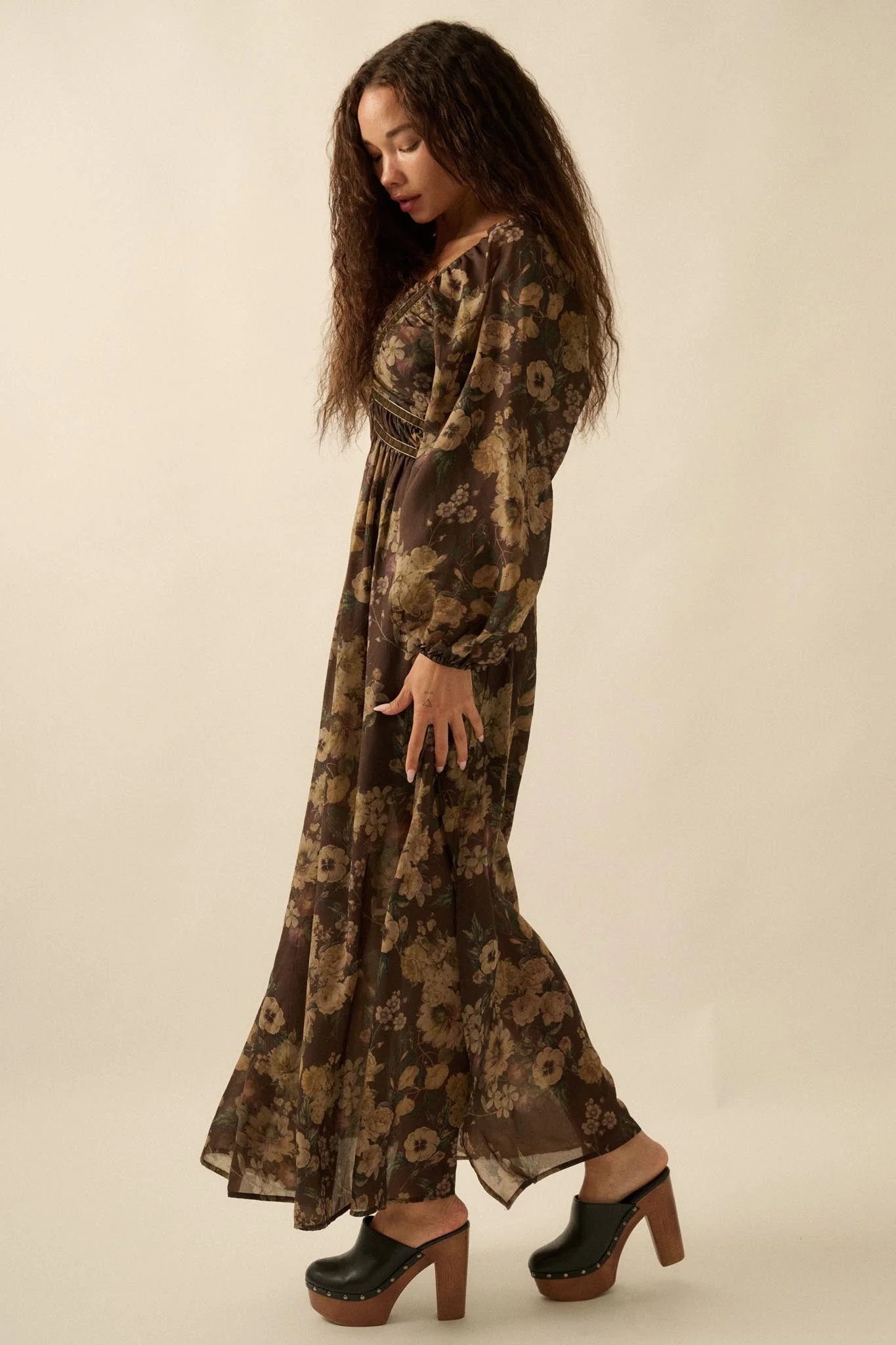 Wildflower Glen Floral Velvet-Trim Maxi Dress - Image 8