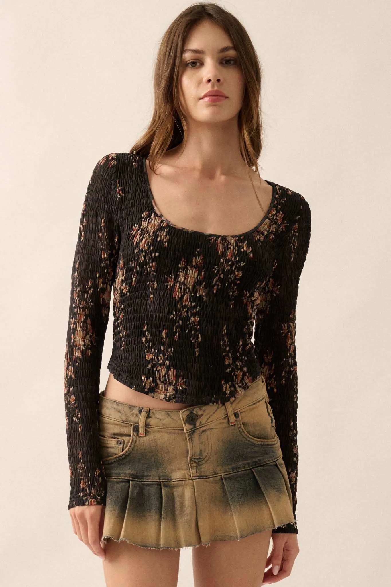 Wildflower Heart Smocked Floral-Print Corset Top - Image 11