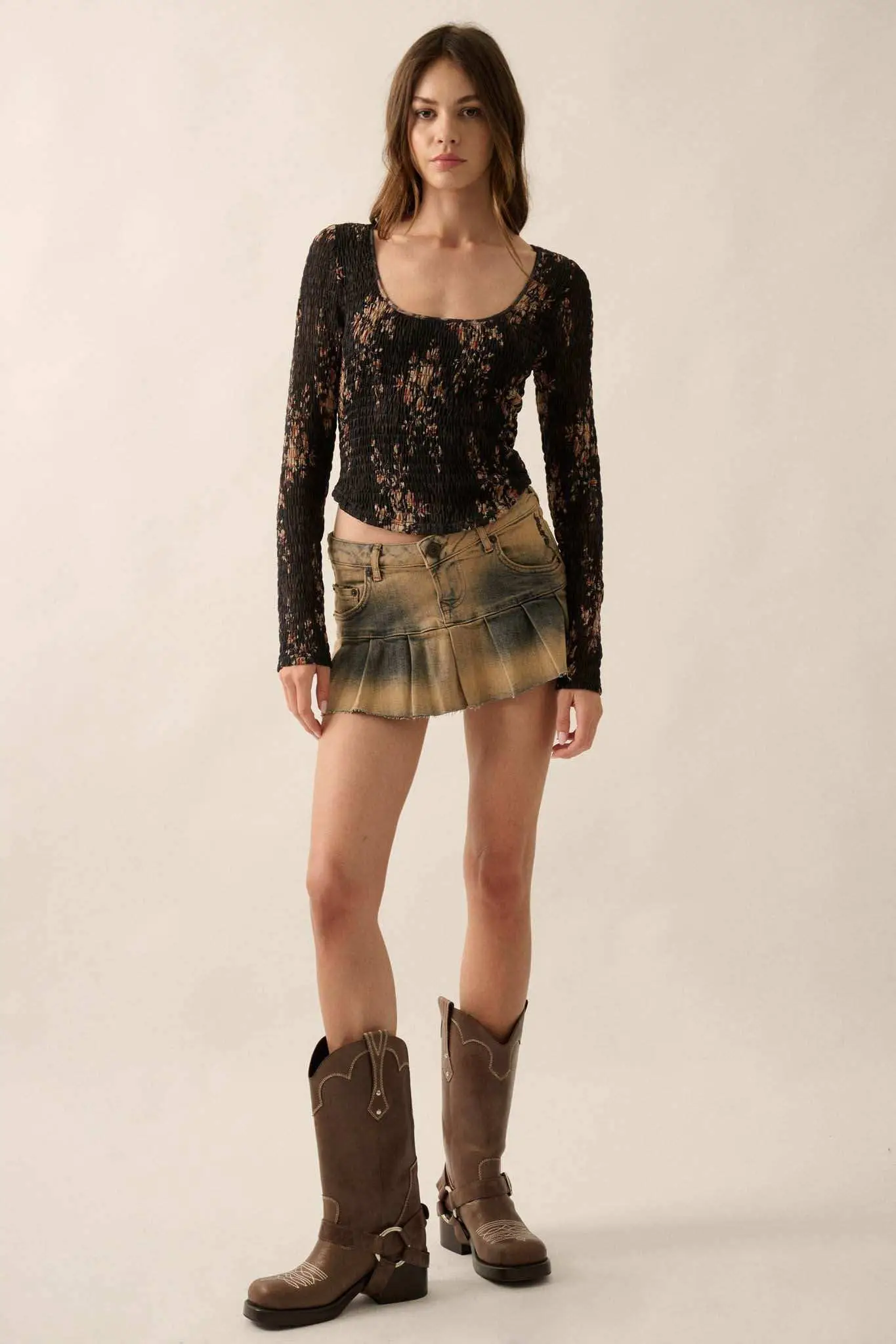 Wildflower Heart Smocked Floral-Print Corset Top - Image 13