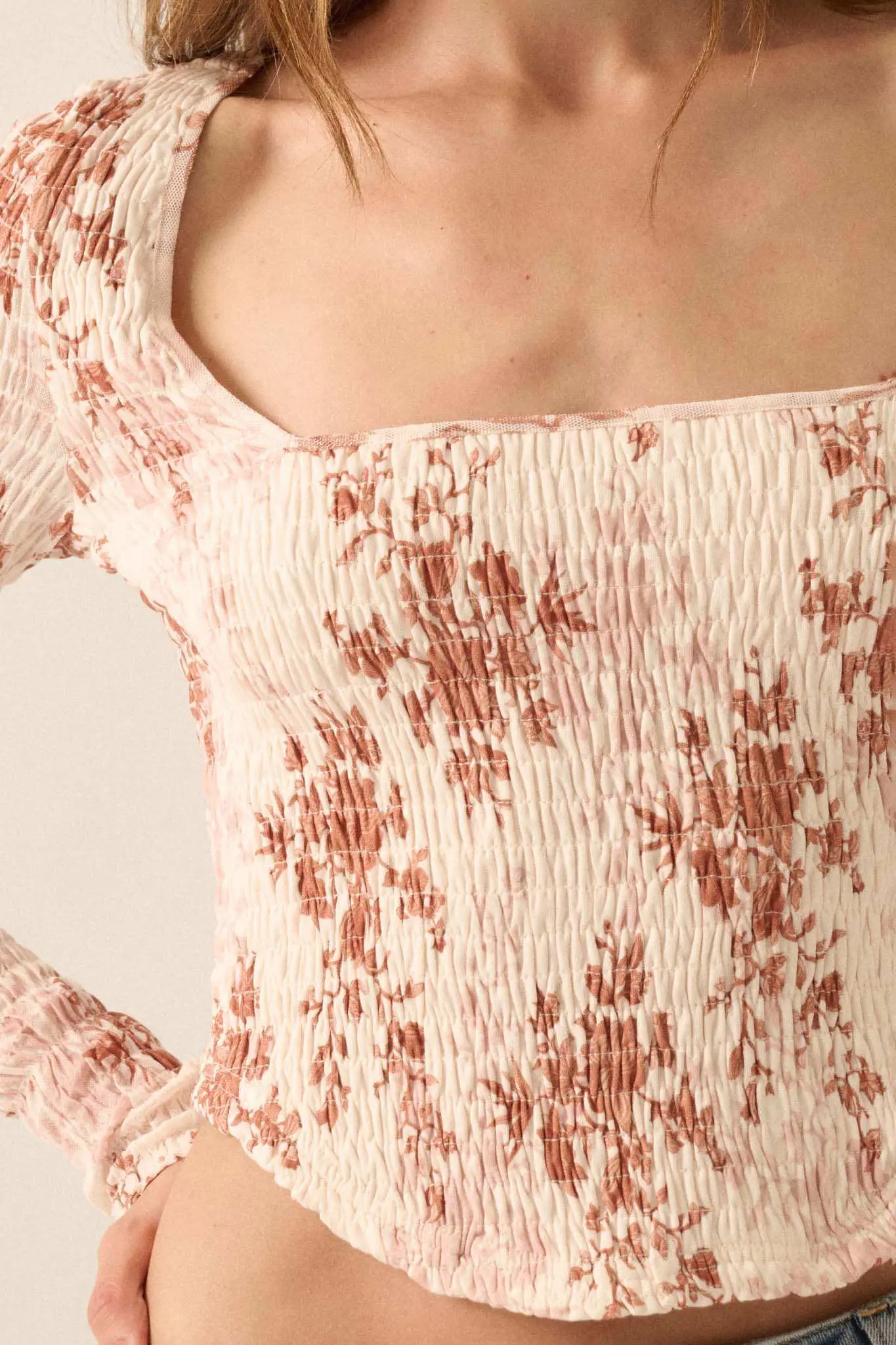 Wildflower Heart Smocked Floral-Print Corset Top - Image 5