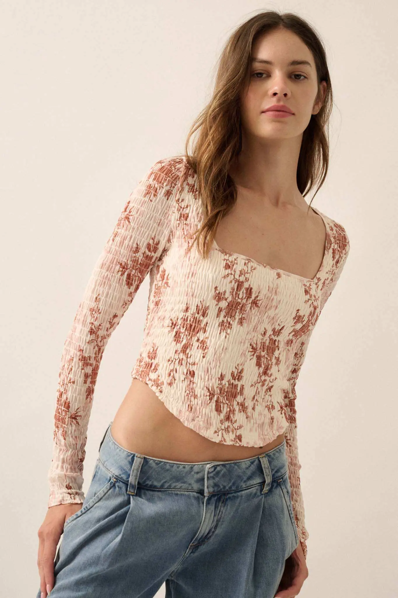 Wildflower Heart Smocked Floral-Print Corset Top - Image 7