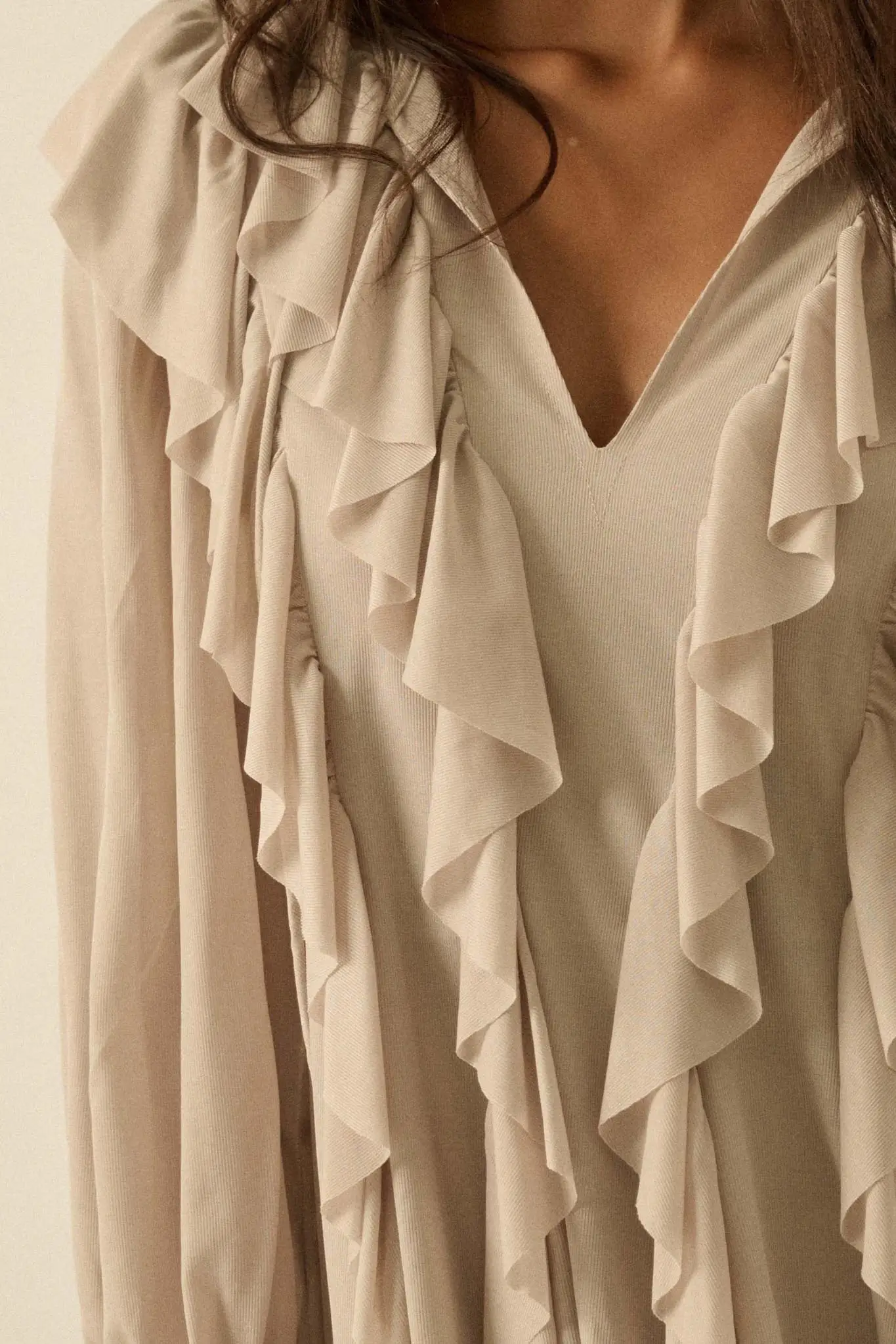 Wind Song Mesh Cascade Ruffle Peasant Romper - Image 4