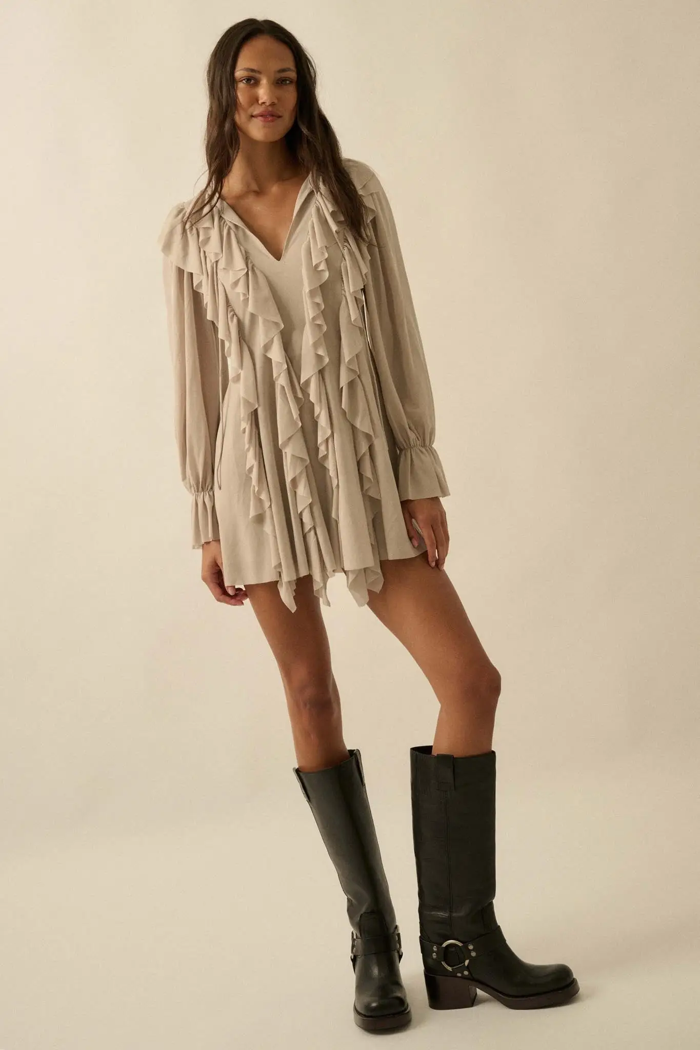 Wind Song Mesh Cascade Ruffle Peasant Romper - Image 5