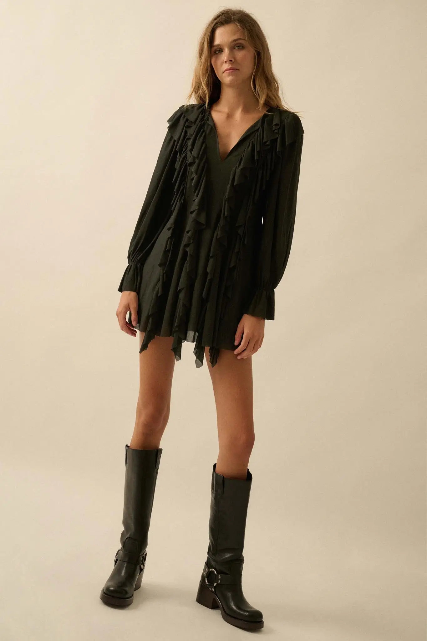 Wind Song Mesh Cascade Ruffle Peasant Romper - Image 9