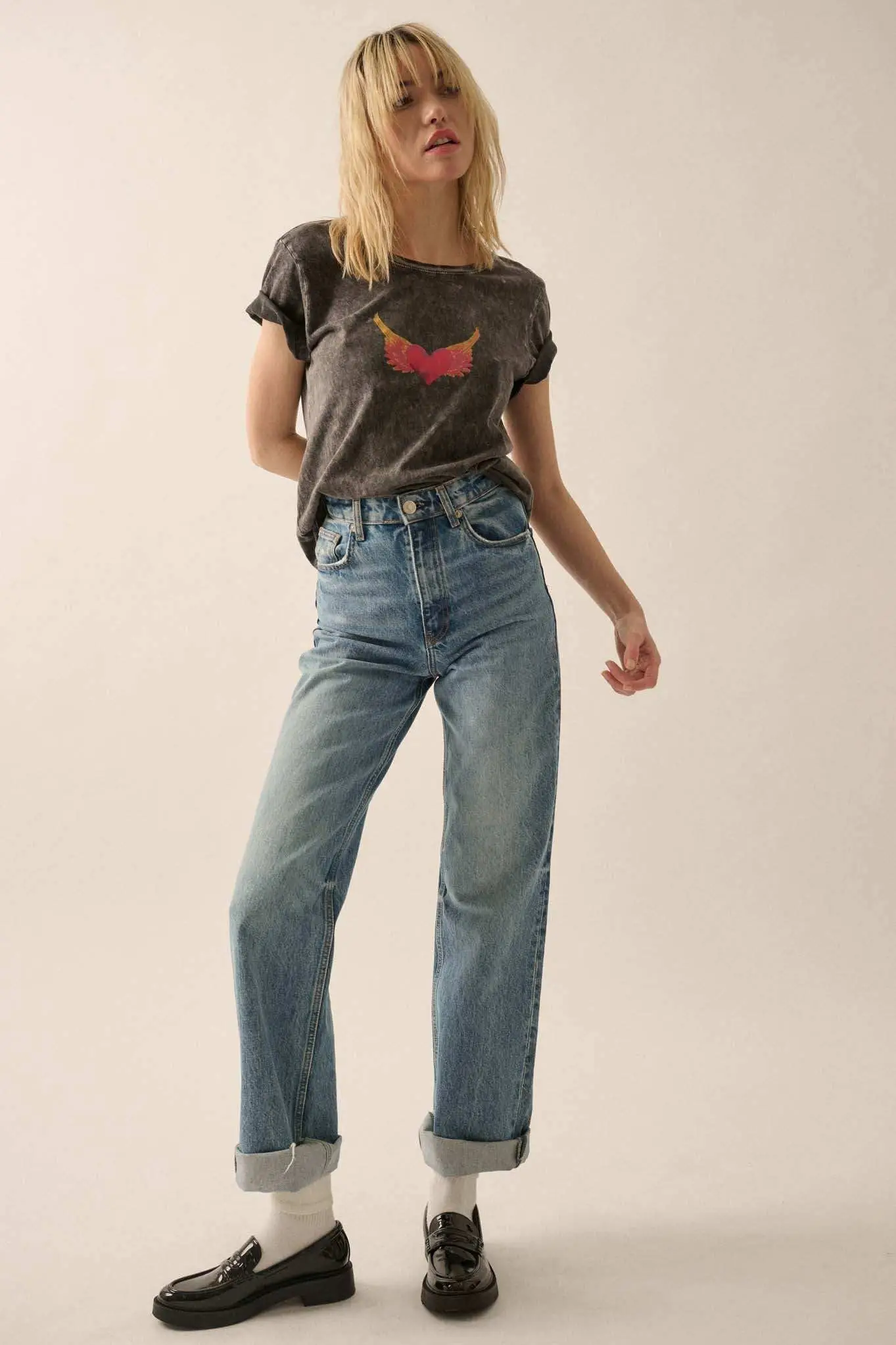 Wings of Love Vintage-Wash Graphic Tee - Image 3