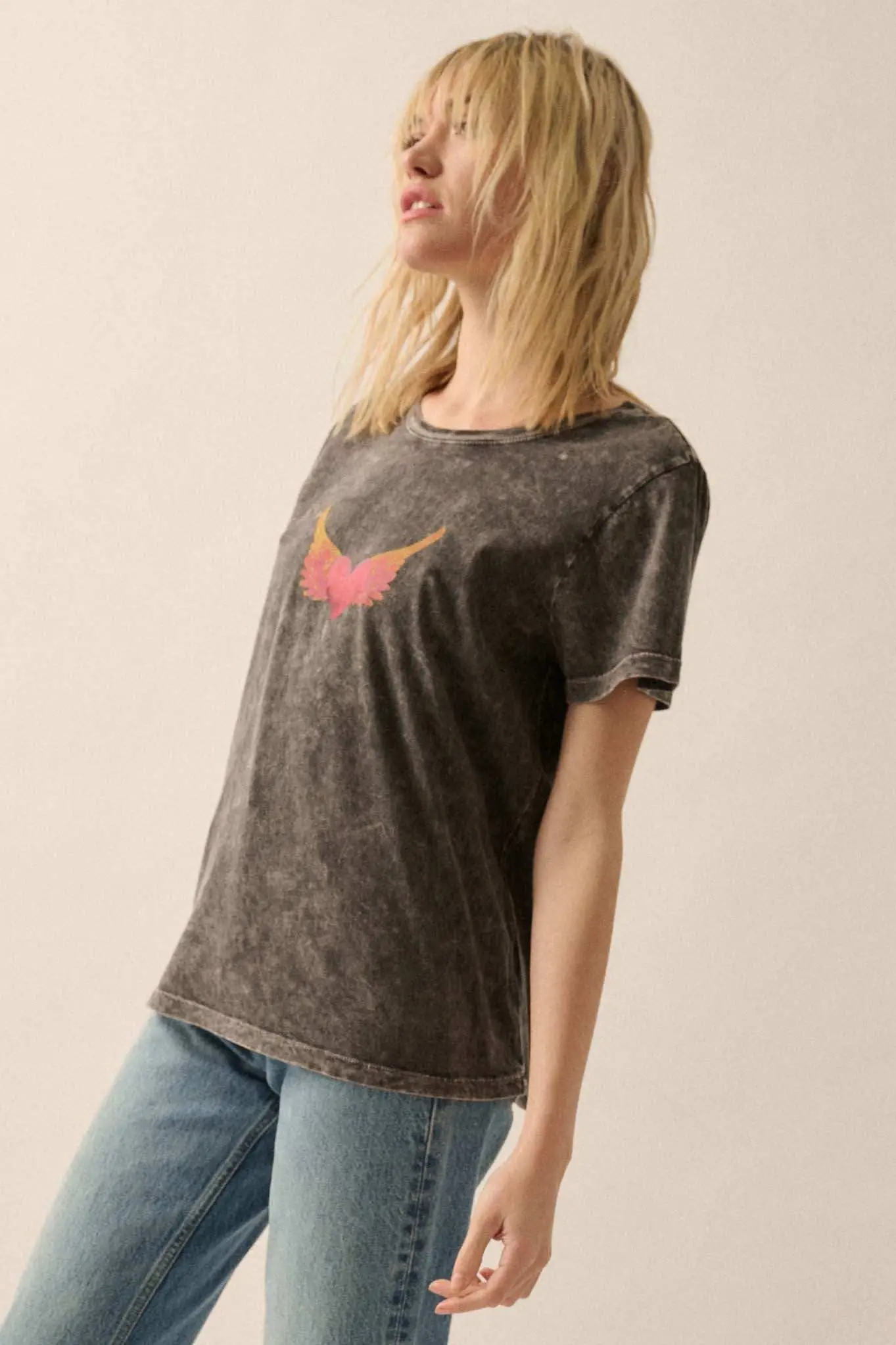 Wings of Love Vintage-Wash Graphic Tee - Image 5