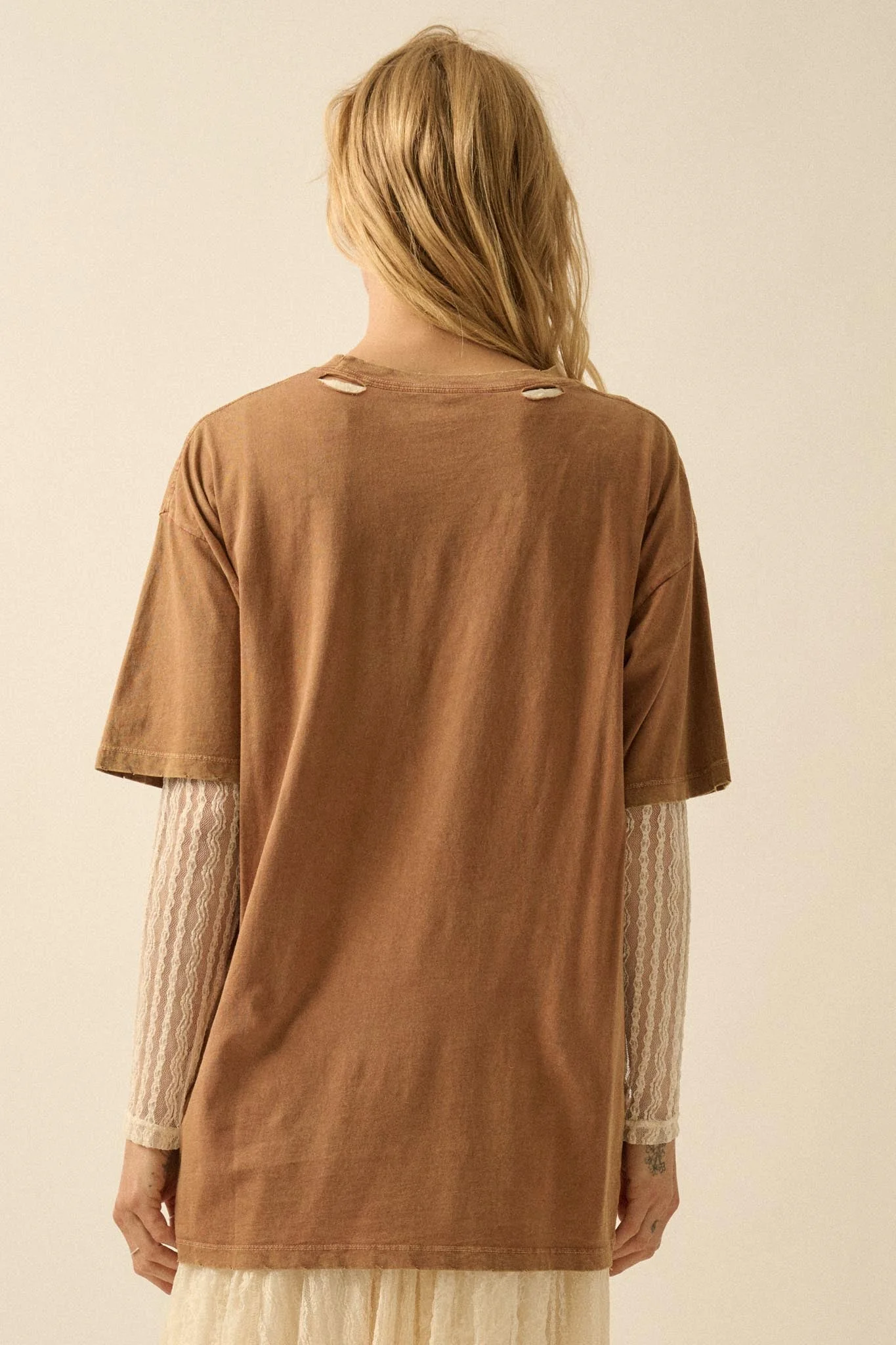 Wings of Peace Distressed Oversize Graphic Tee - Image 6