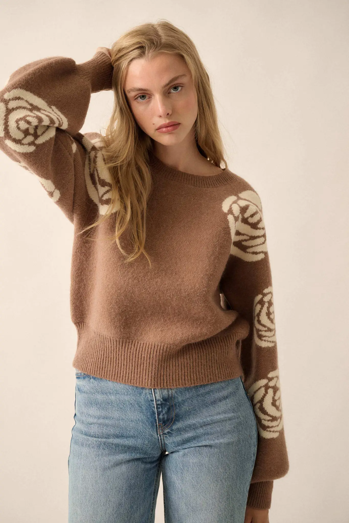 Winter Blooms Floral Jacquard Sweater - Image 10
