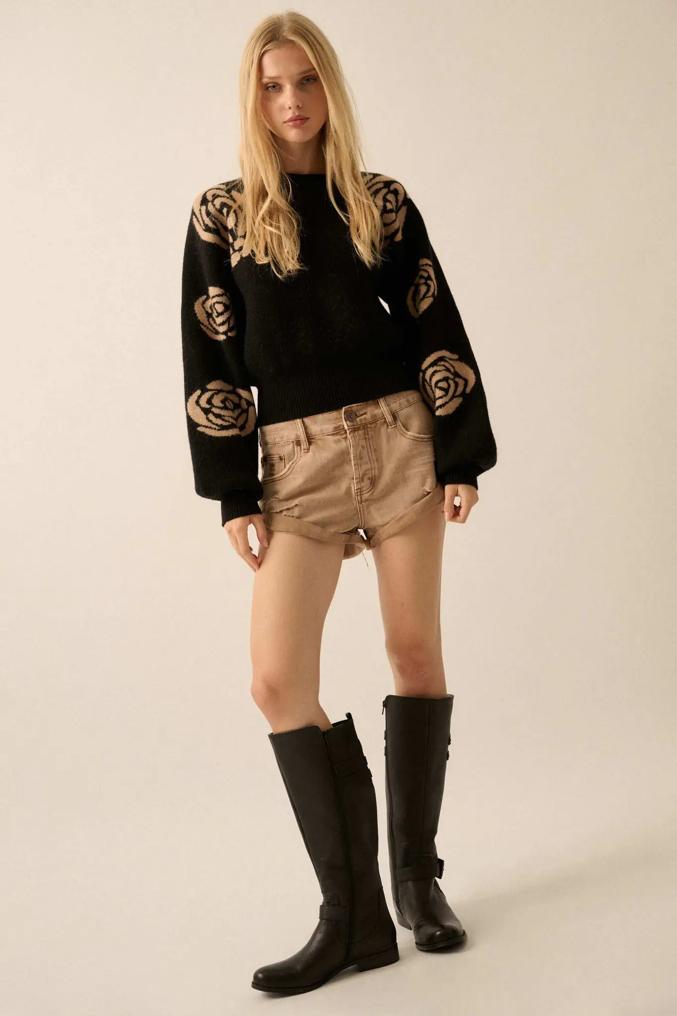 Winter Blooms Floral Jacquard Sweater - Image 3