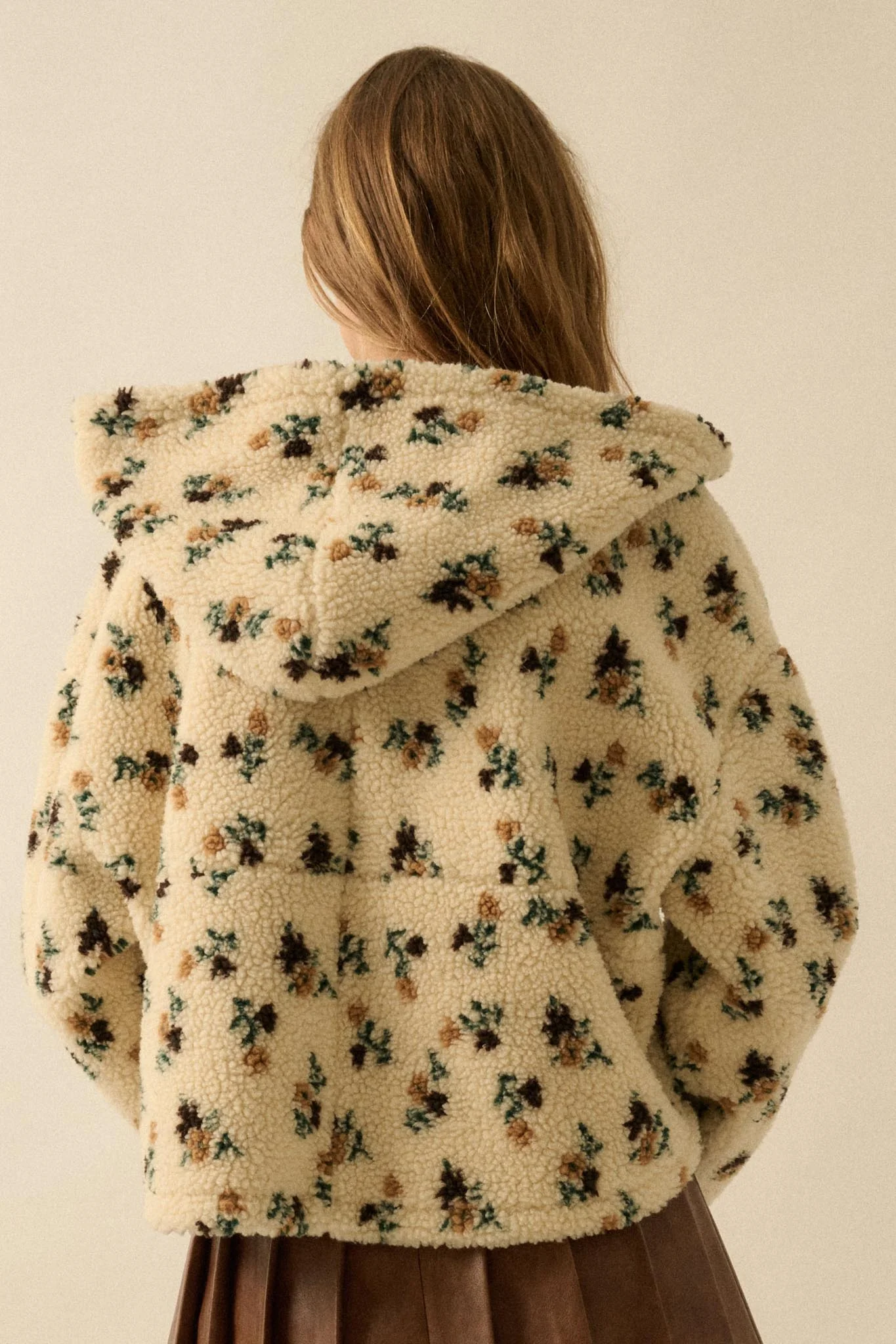 Winter Blossoms Floral Fleece Hooded Jacket - Image 2