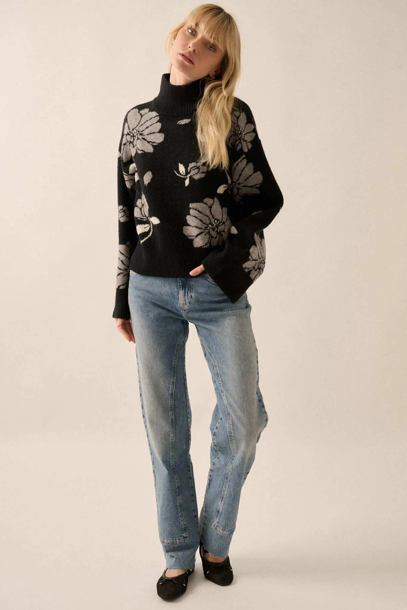 Winter Bouquet Mock-Neck Floral Jacquard Sweater - Image 10