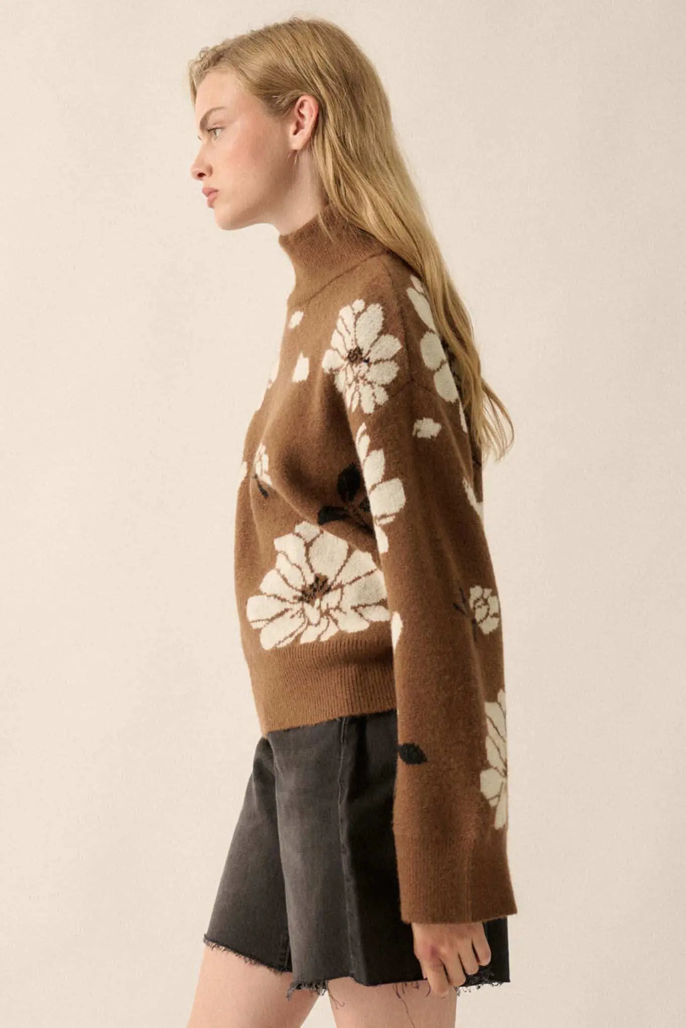 Winter Bouquet Mock-Neck Floral Jacquard Sweater - Image 5