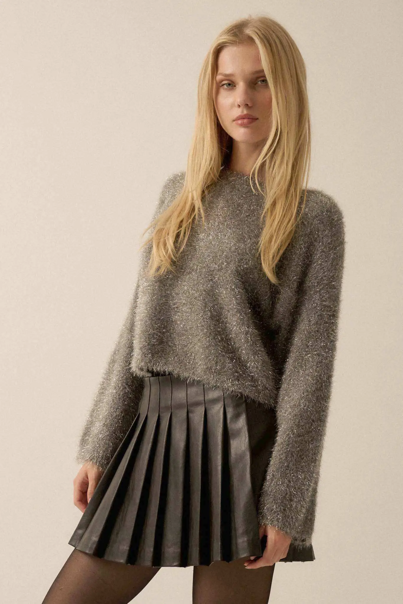 Winter Wonderland Metallic Fuzzy Knit Sweater - Image 10