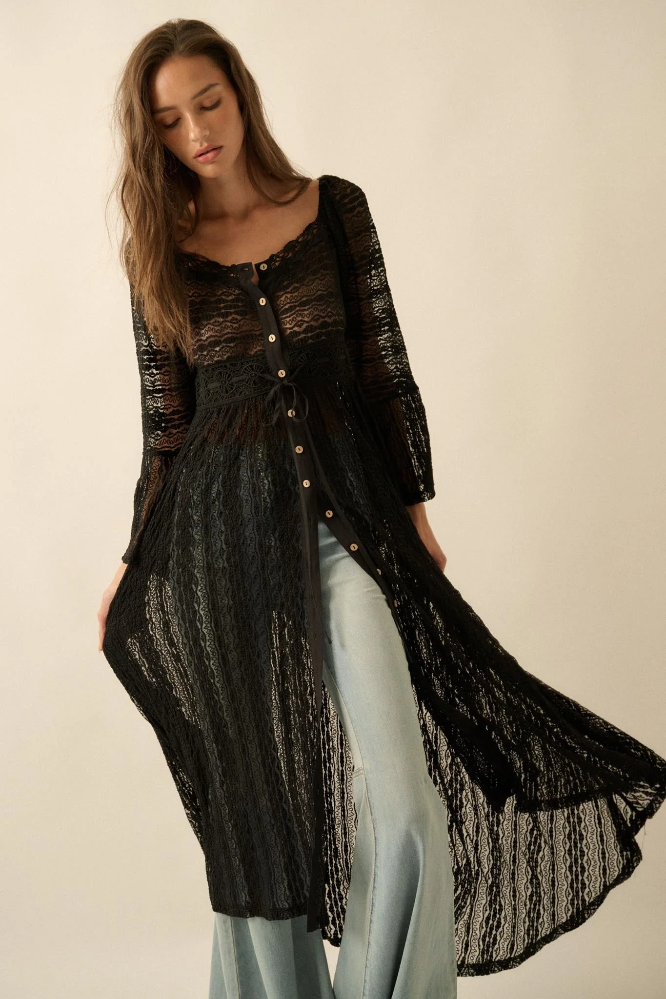Wishful Dreaming Sheer Lace Layering Midi Dress - Image 15