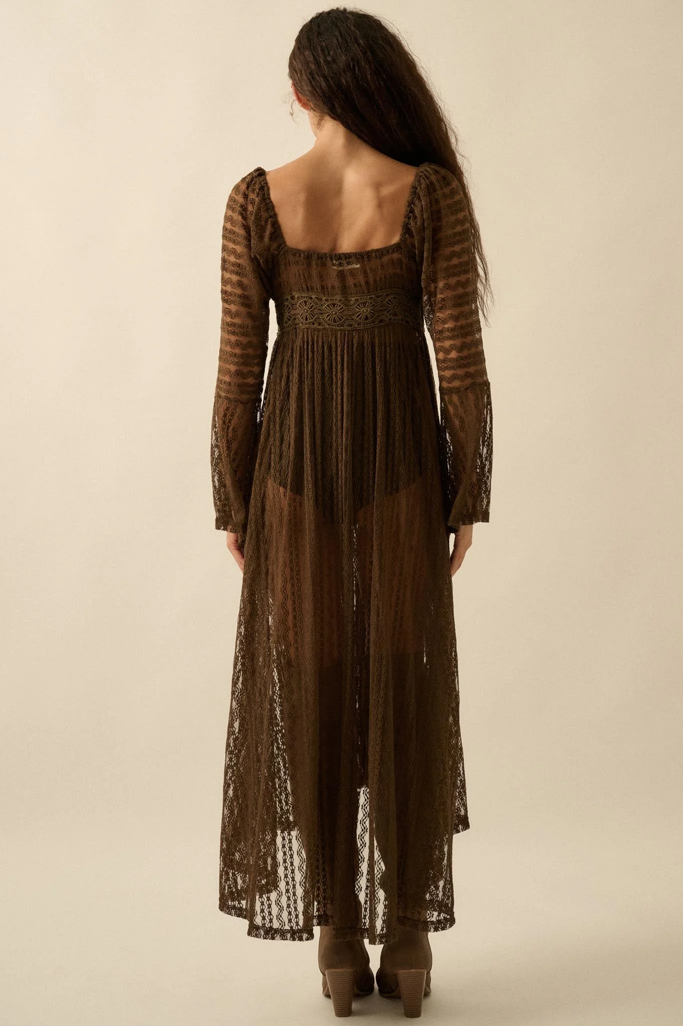 Wishful Dreaming Sheer Lace Layering Midi Dress - Image 2