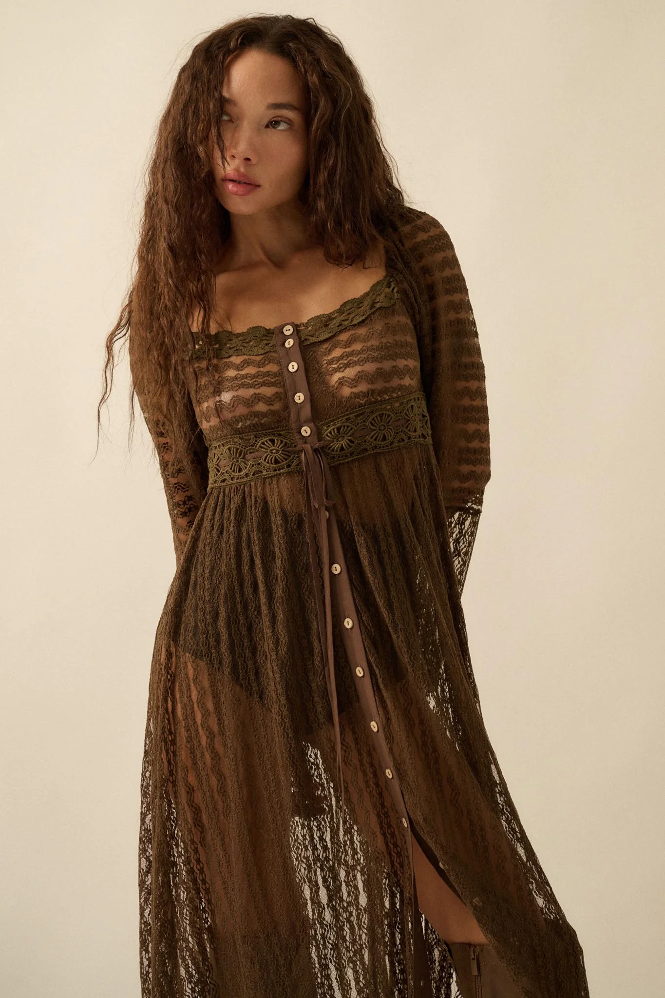 Wishful Dreaming Sheer Lace Layering Midi Dress - Image 4