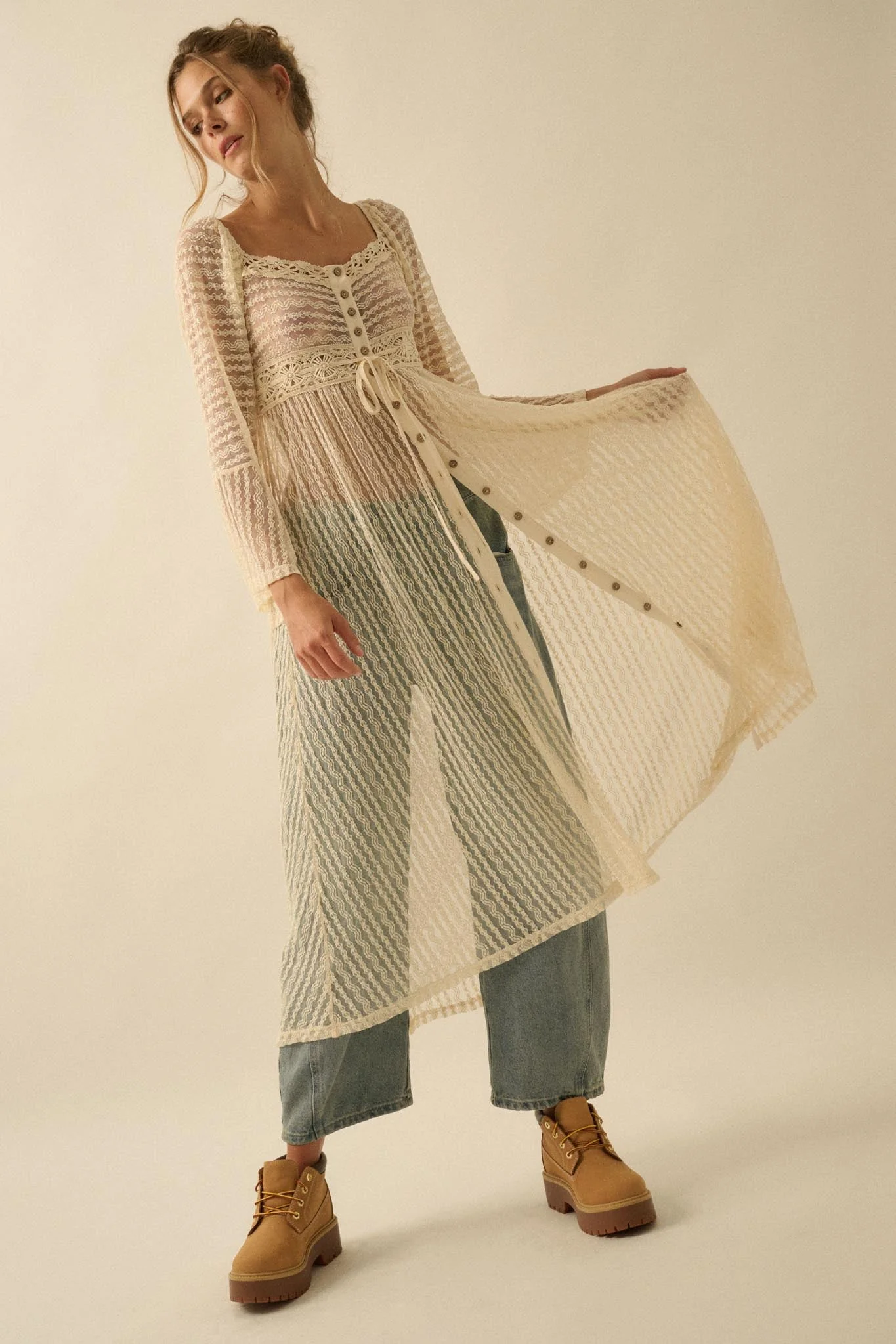 Wishful Dreaming Sheer Lace Layering Midi Dress - Image 7