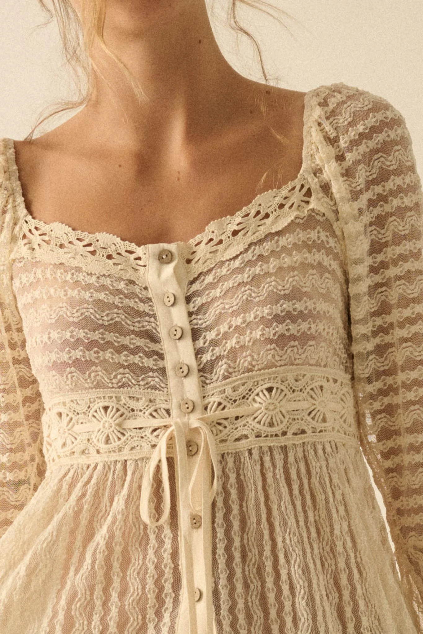Wishful Dreaming Sheer Lace Layering Midi Dress - Image 9