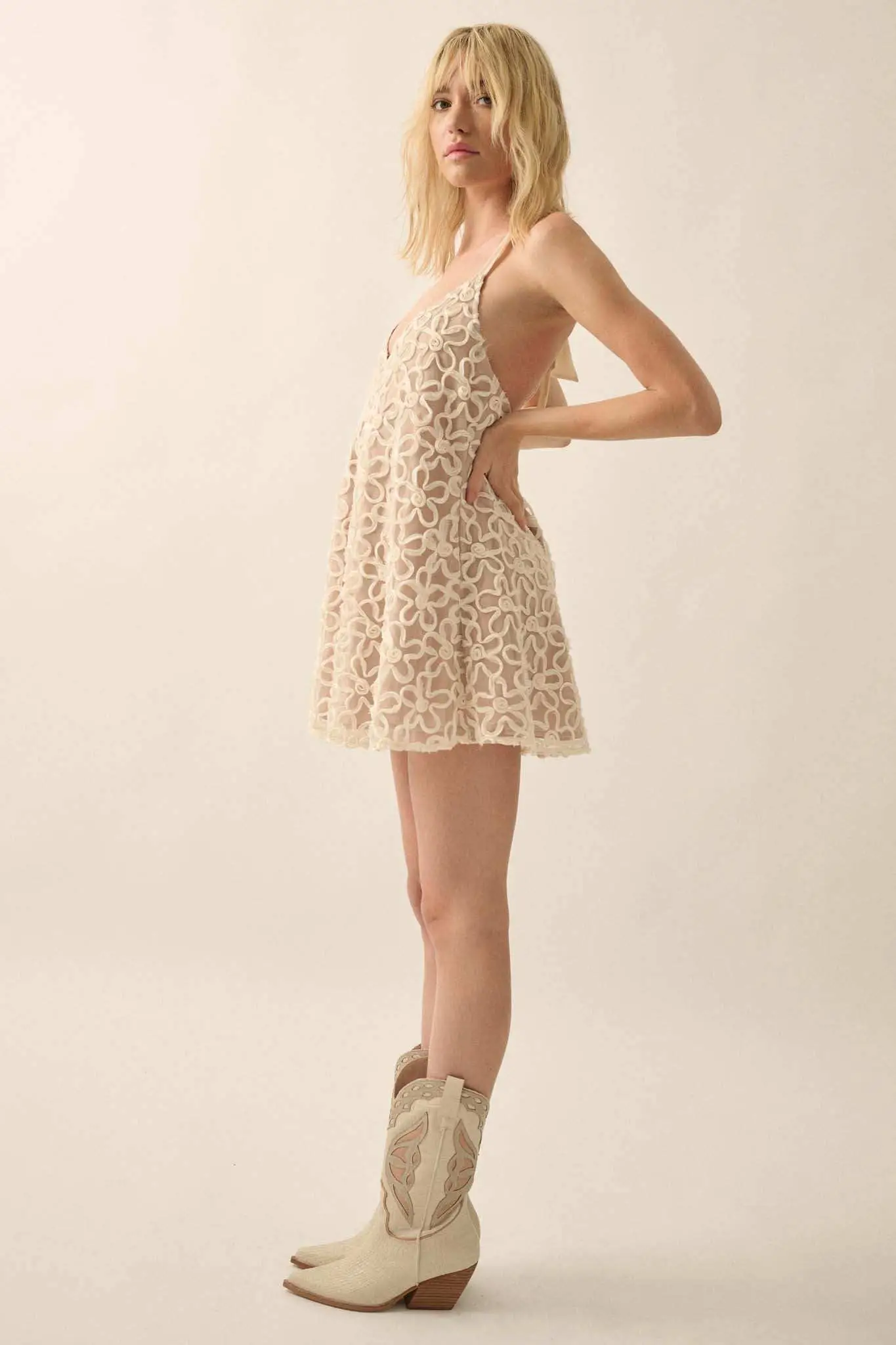 Wistful Beauty Floral Ribbon Lace Babydoll Romper - Image 13