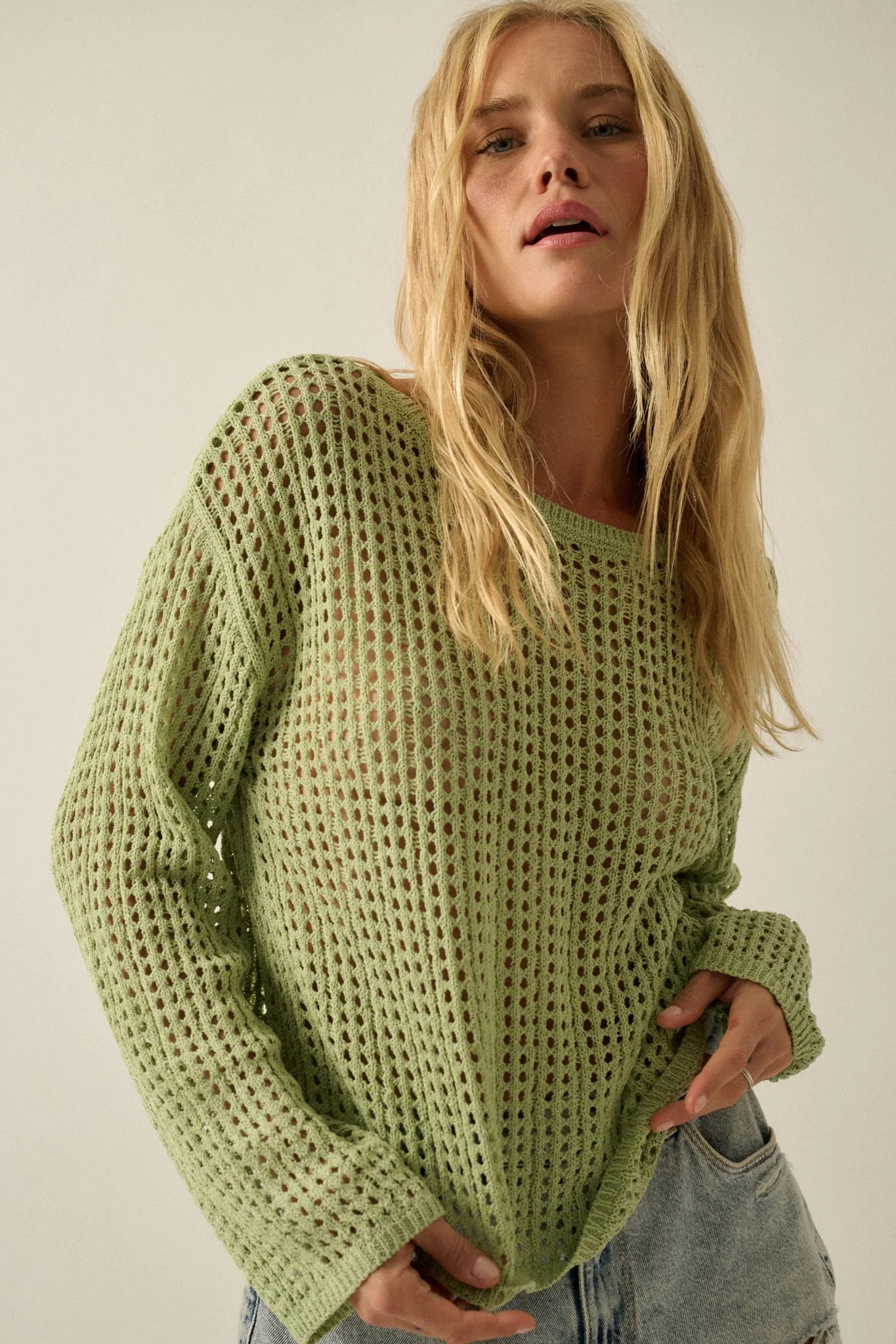 Without a Net Crochet Open-Knit Sweater - Image 4