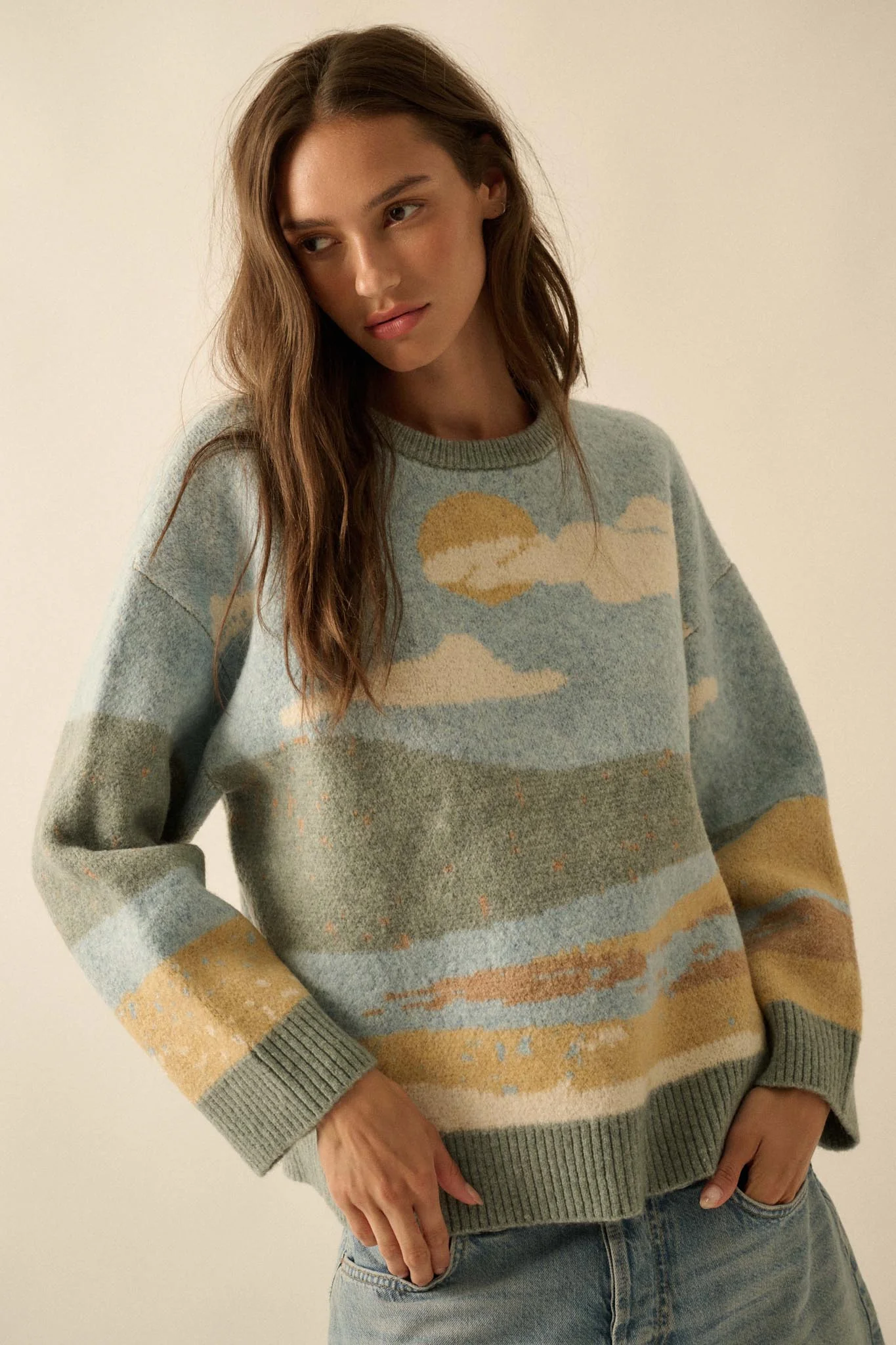 Wonderful World Jacquard-Knit Landscape Sweater - Image 5