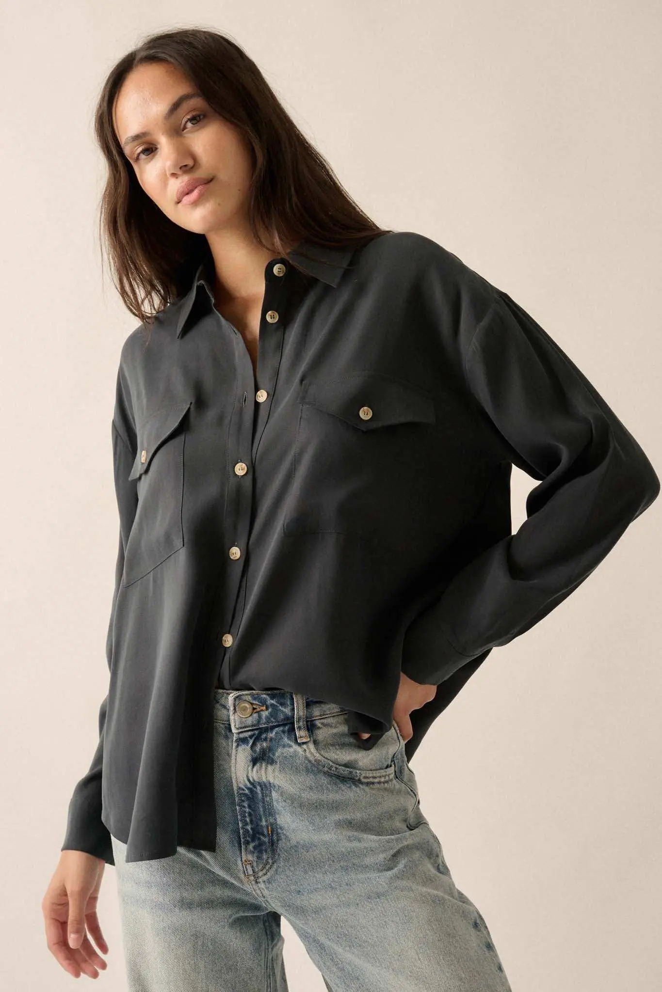 Work Ethic Solid Button-Up Pocket Shirt - Image 3