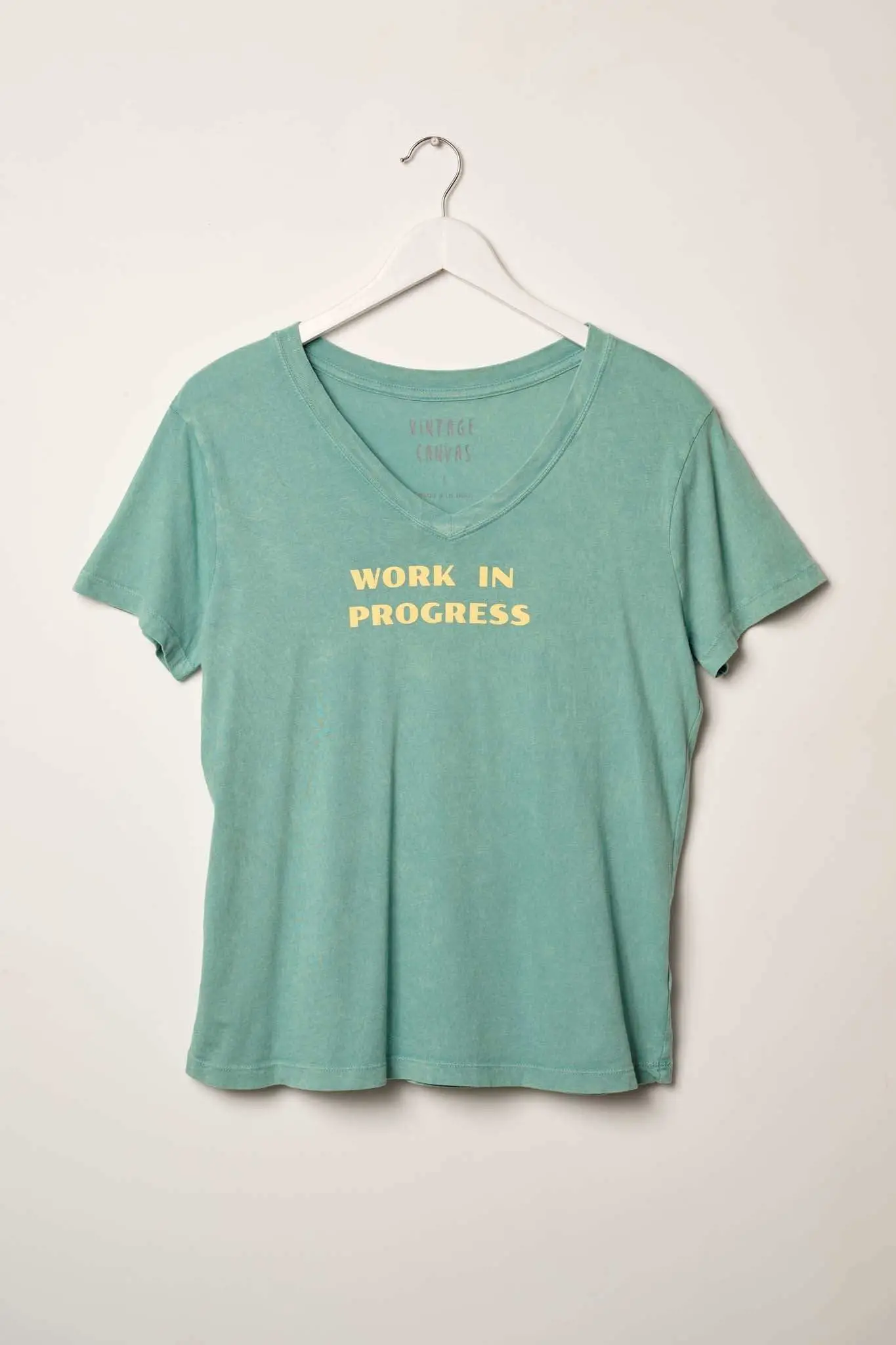Work in Progress Vintage-Wash V-Neck Graphic Tee