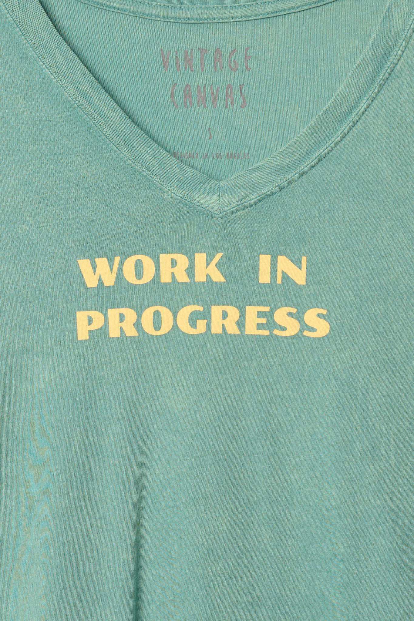 Work in Progress Vintage-Wash V-Neck Graphic Tee - Image 2