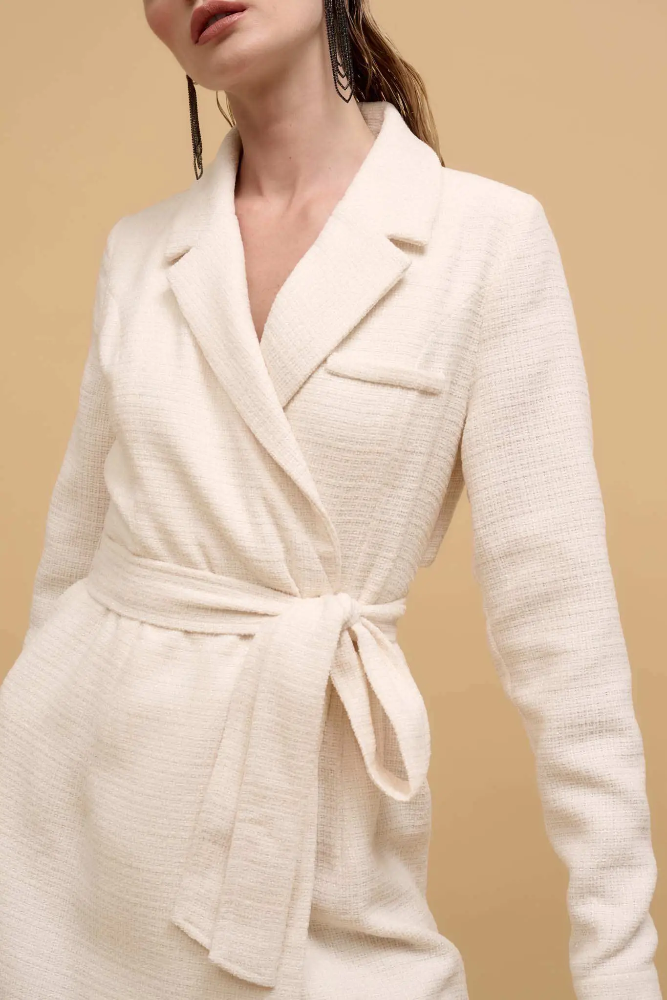 Working Late Tweed Belted Blazer Mini Dress - Image 3