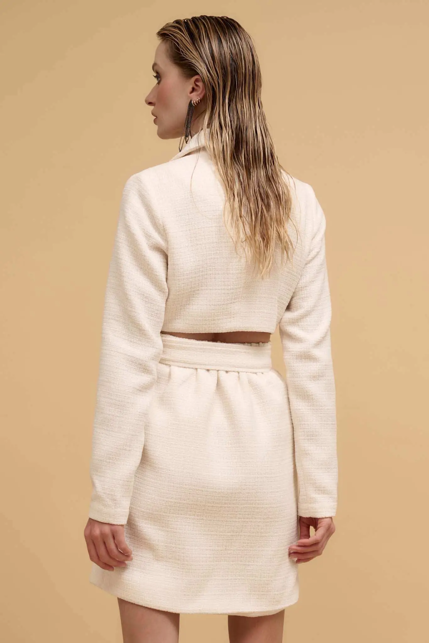 Working Late Tweed Belted Blazer Mini Dress - Image 6
