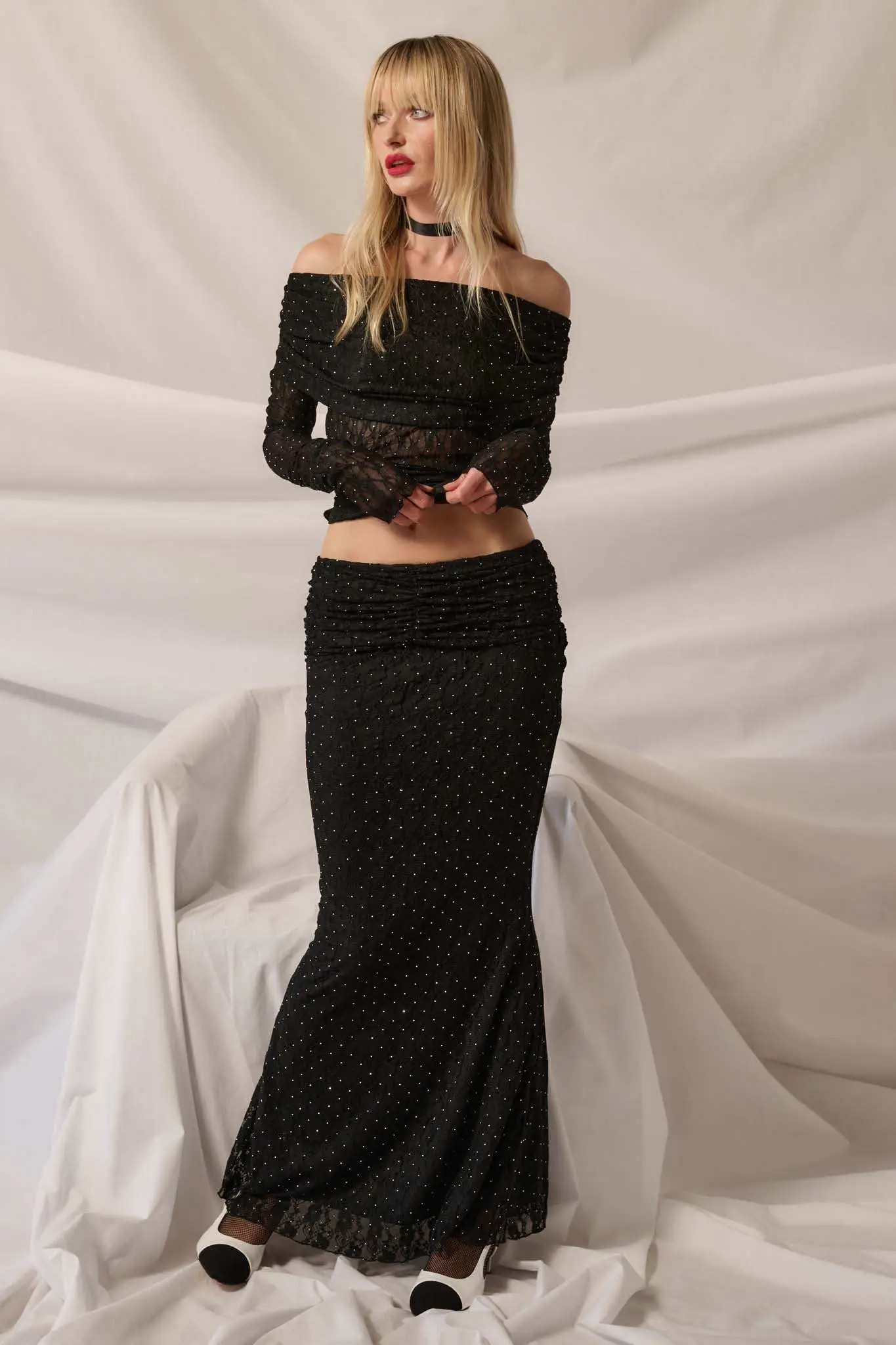Written in the Stars Studded Lace Off-Shoulder Top - Image 4