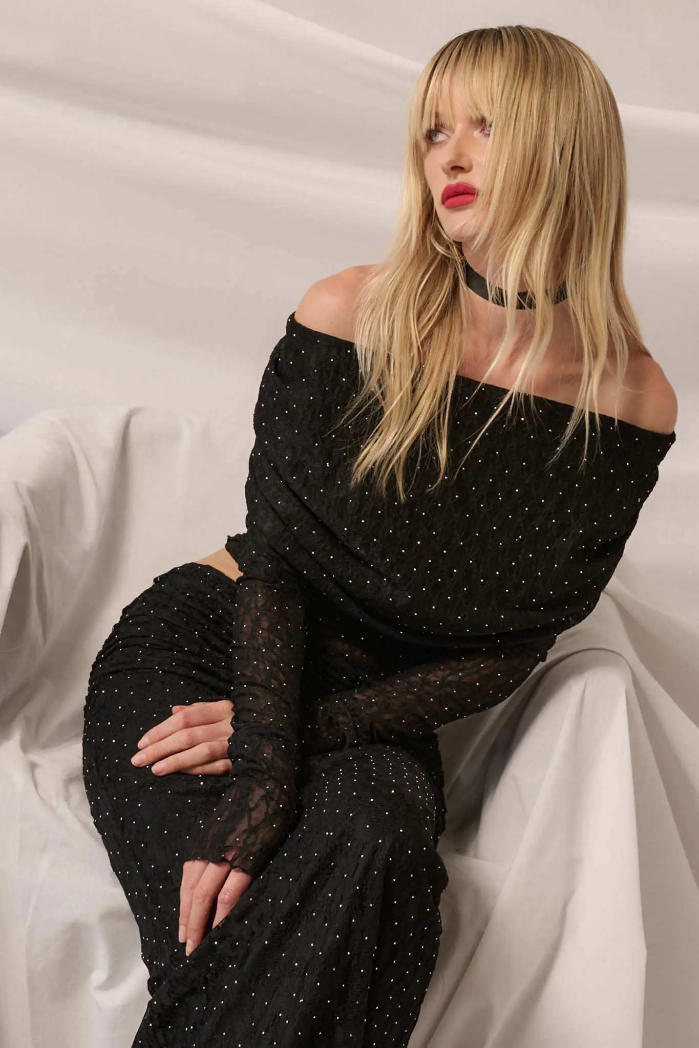 Written in the Stars Studded Lace Off-Shoulder Top - Image 5