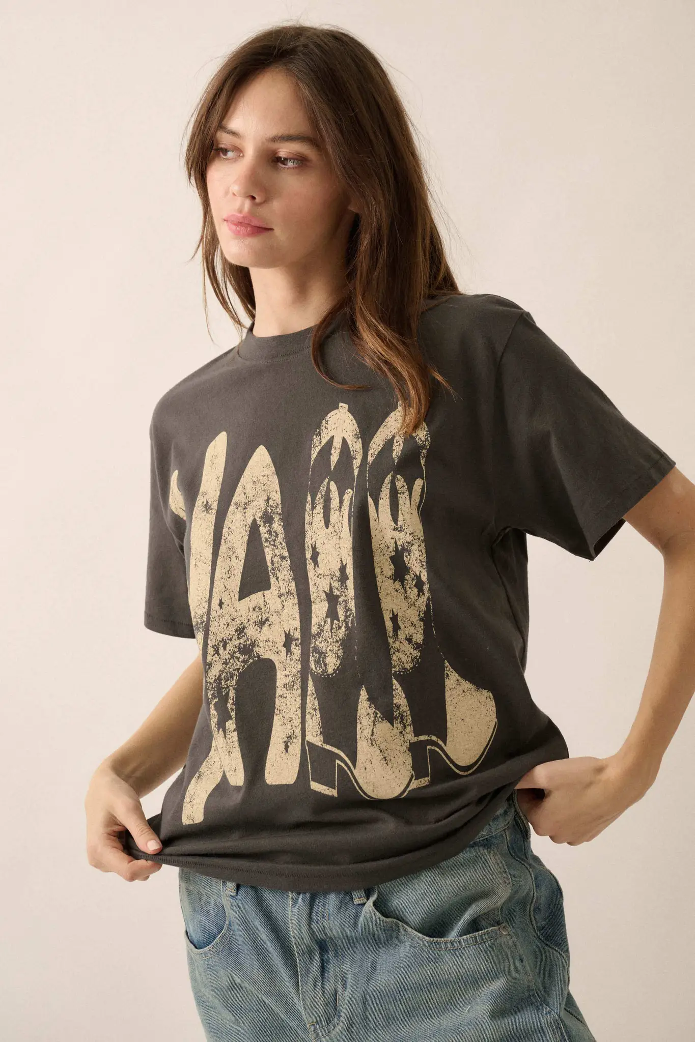 Y'All Cowboy Boots Vintage-Print Graphic Tee - Image 3